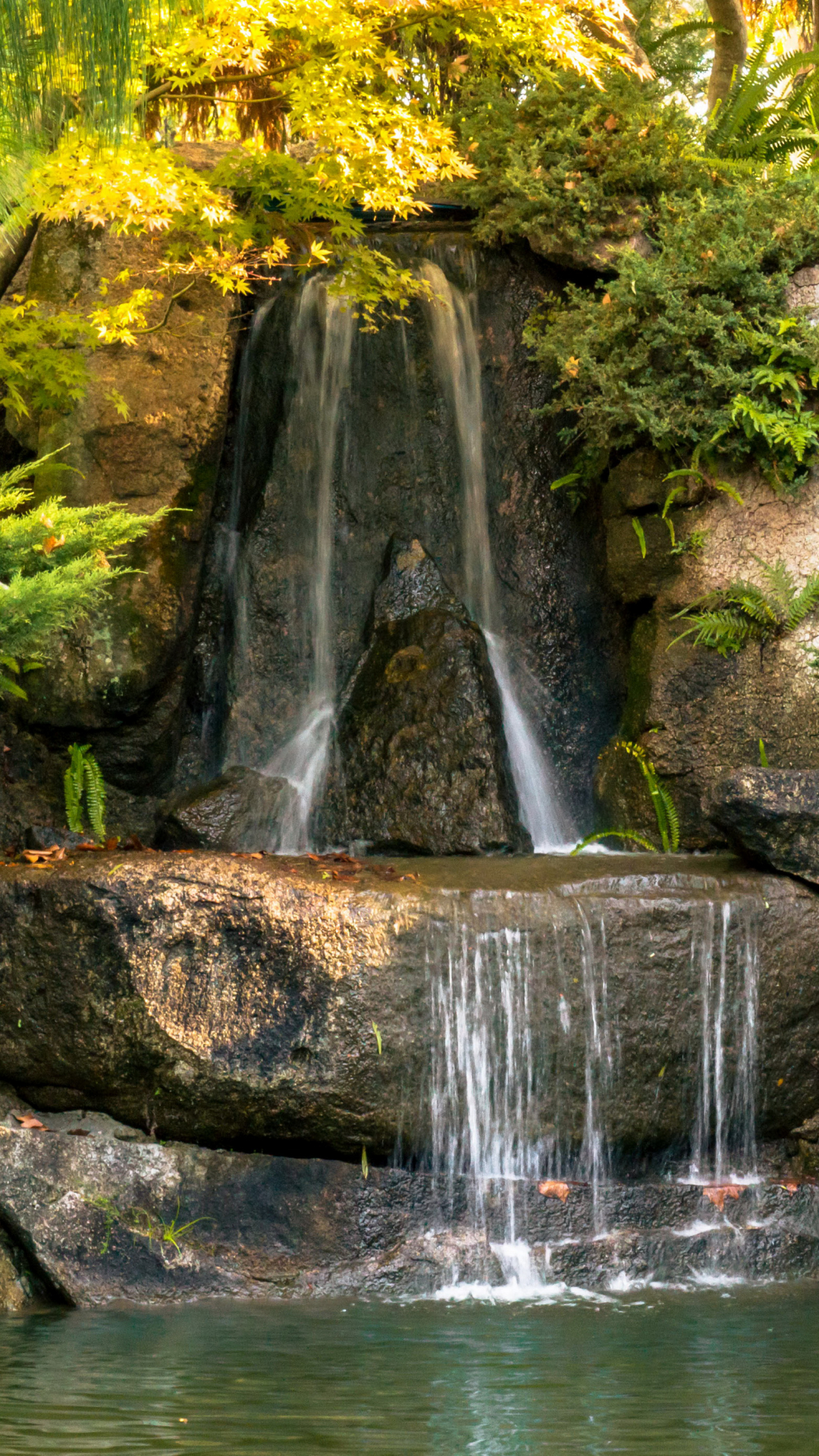 Handy-Wallpaper Natur, Wasserfälle, Wasserfall, Busch, Erde/natur kostenlos herunterladen.