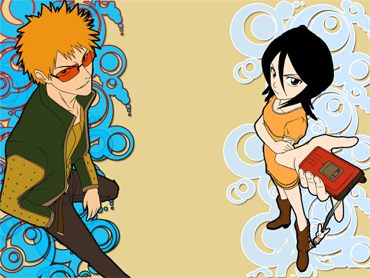 Handy-Wallpaper Bleach, Rukia Kuchiki, Animes, Ichigo Kurosaki kostenlos herunterladen.