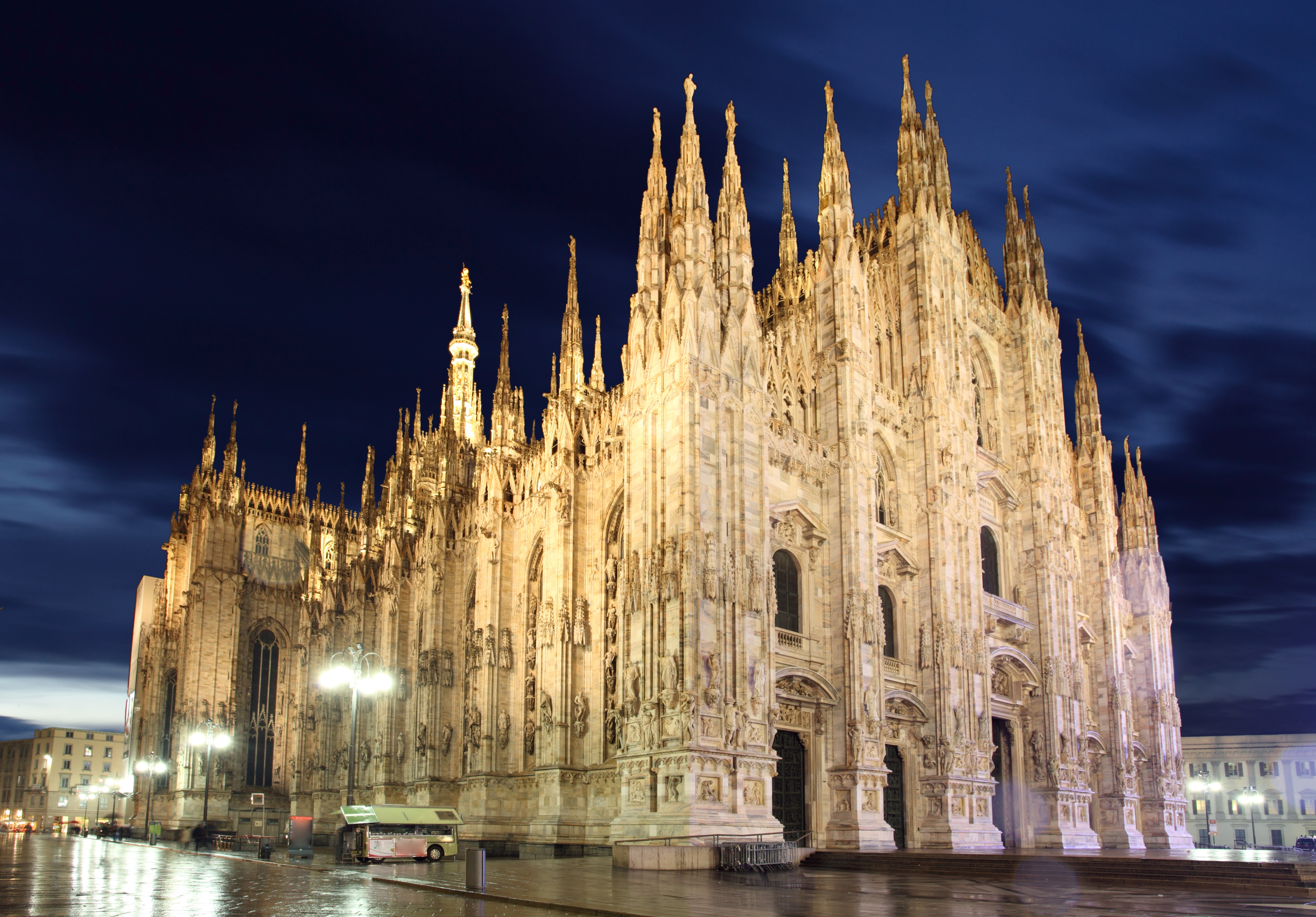 religious, milan cathedral, cathedral, italy, monument, night, cathedrals