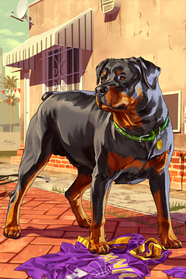 Download mobile wallpaper Dog, Video Game, Grand Theft Auto, Grand Theft Auto V, Chop (Grand Theft Auto) for free.