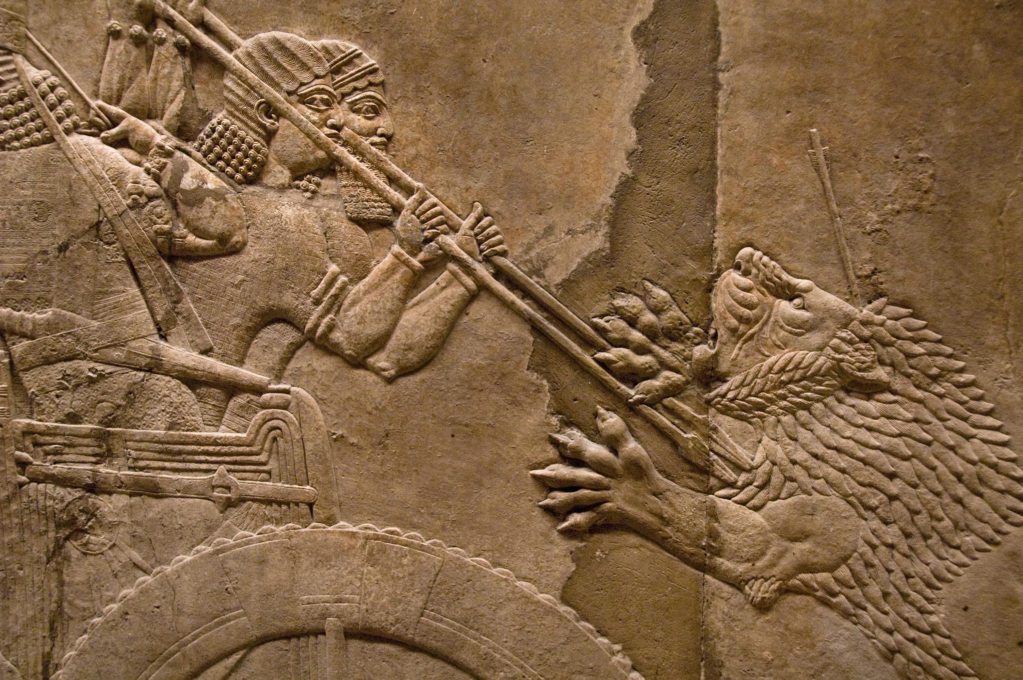 artistic, assyria: lion hunts