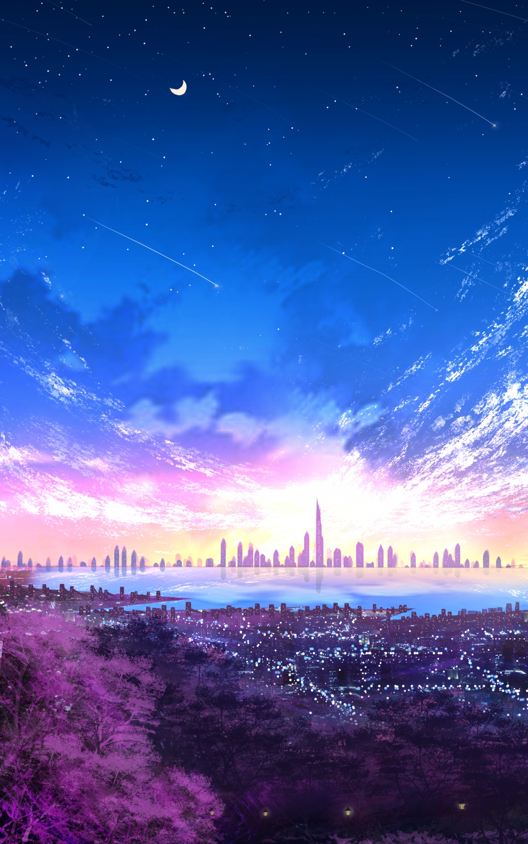 Download mobile wallpaper Anime, Sky, City for free.