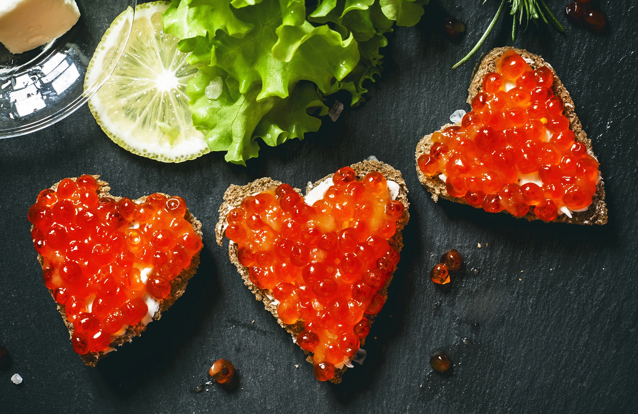 Download mobile wallpaper Food, Caviar, Seafood, Heart Shaped for free.
