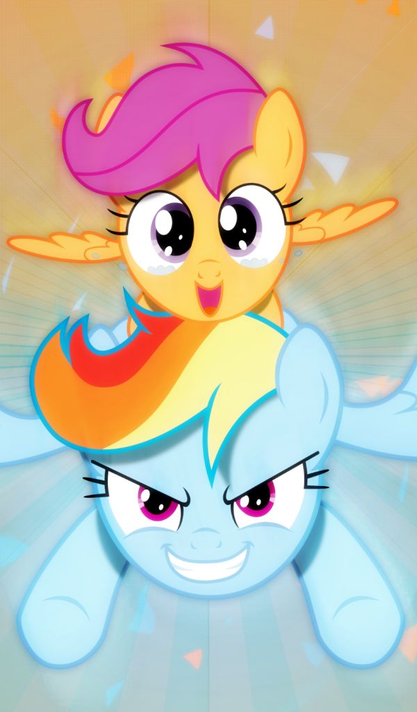 Скачати мобільні шпалери Телешоу, Моя Маленька Поні, My Little Pony: Дружба Це Диво, Рейнбоу Деш, Скуталу (Мій Маленький Поні) безкоштовно.