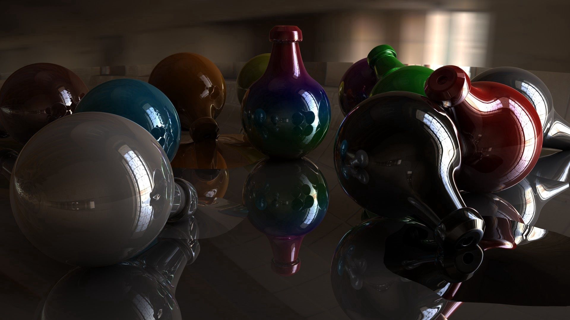 3d, dark, shadow, color, balls, coloured
