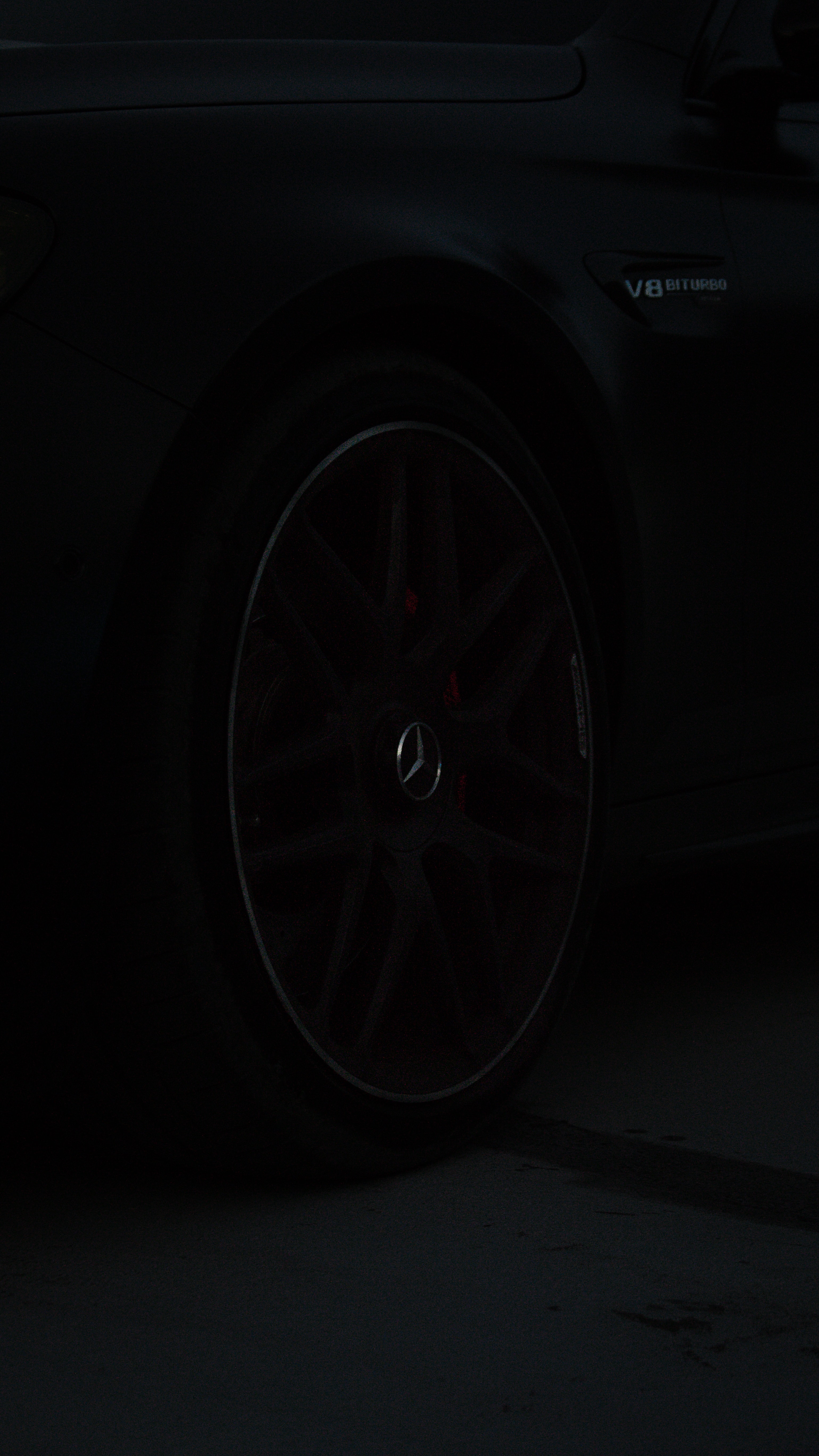mercedes benz, dark, black, nature, car, wheel Full HD