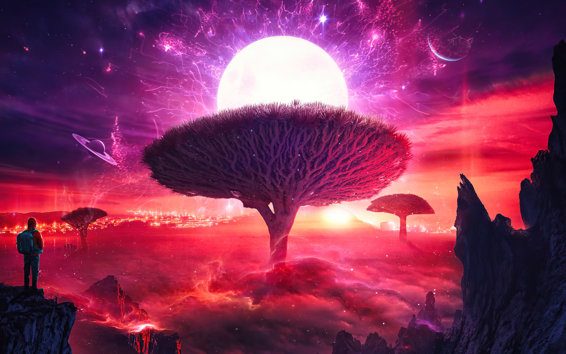 Download mobile wallpaper Landscape, Tree, Sci Fi for free.