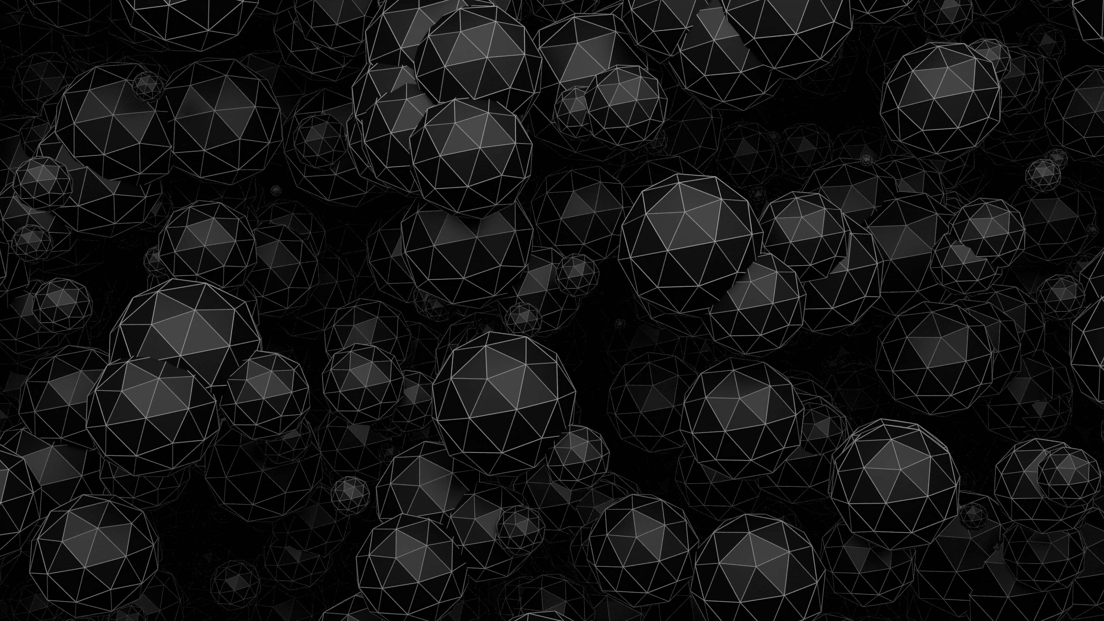 114150 descargar fondo de pantalla negro, 3d, pelotas, el negro, forma, formas, bolas, poliedros, multifacético: protectores de pantalla e imágenes gratis