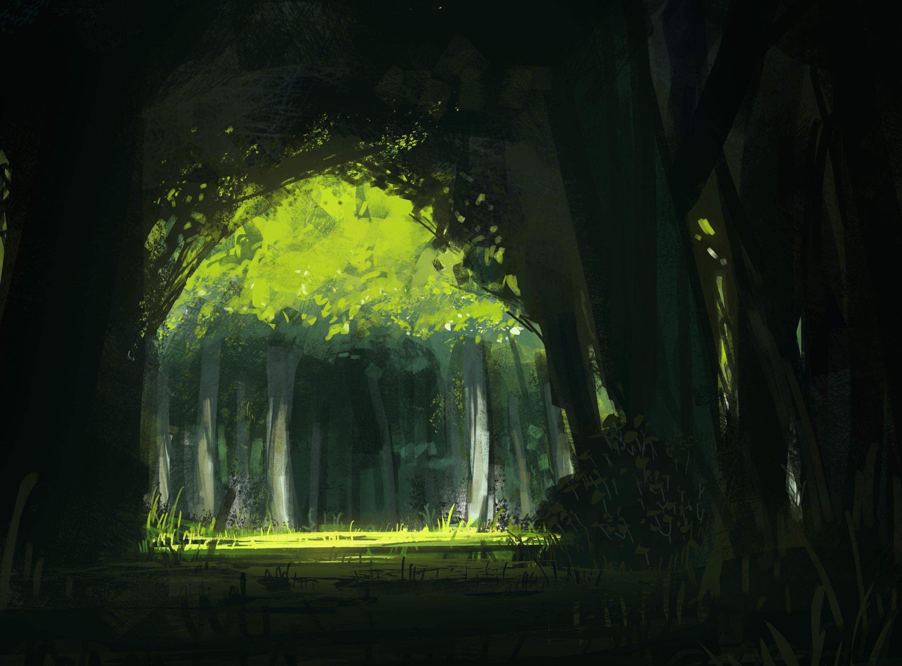Laden Sie das Landschaft, Wald, Animes-Bild kostenlos auf Ihren PC-Desktop herunter
