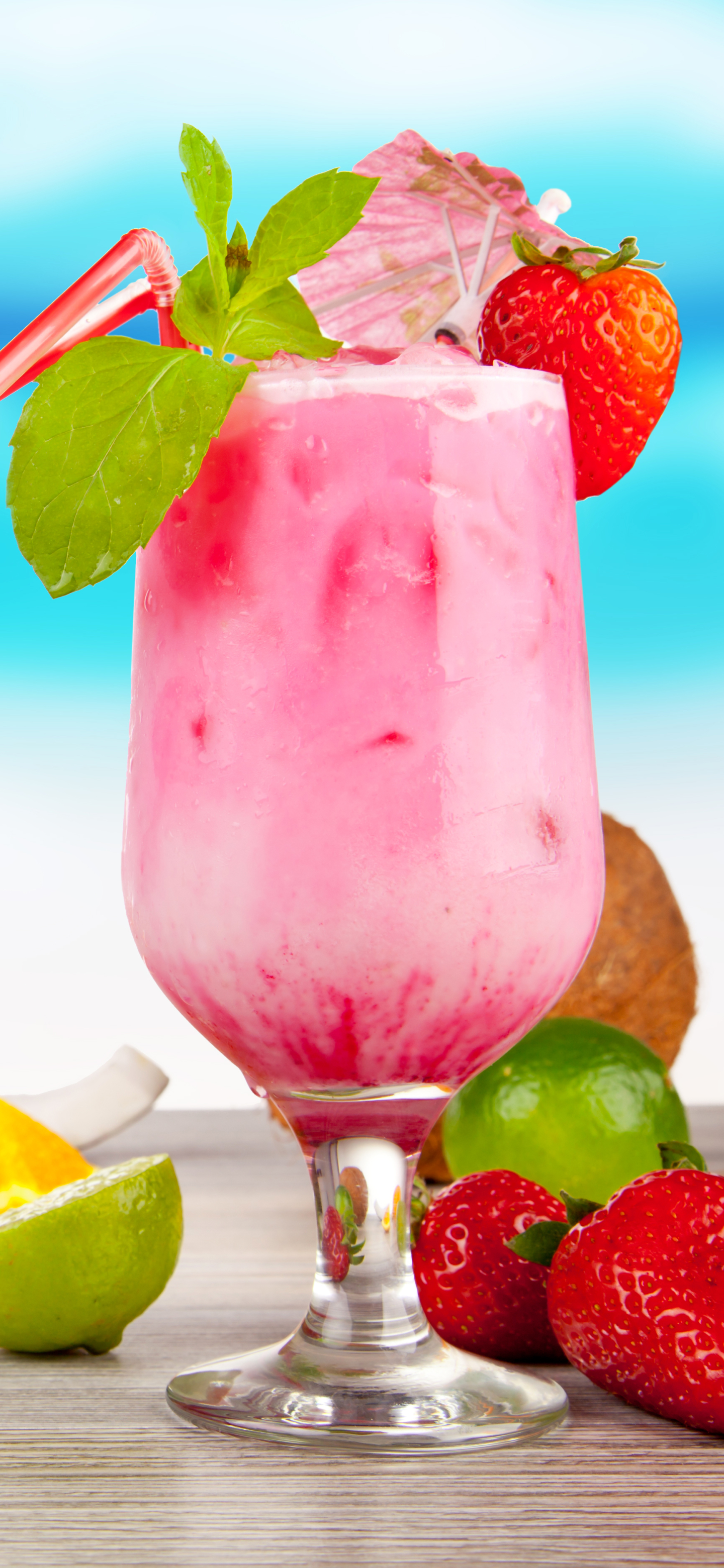 Download mobile wallpaper Food, Strawberry, Summer, Glass, Drink, Cocktail for free.