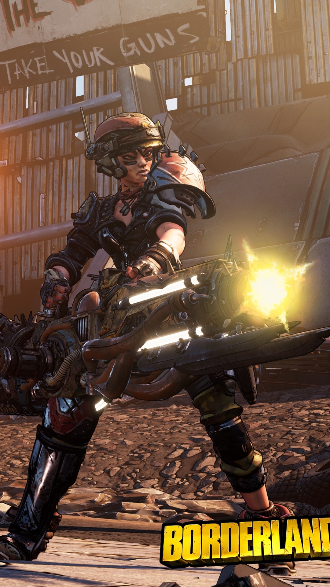 Fondo de pantalla de Borderlands 3 con un personaje feroz con un arma