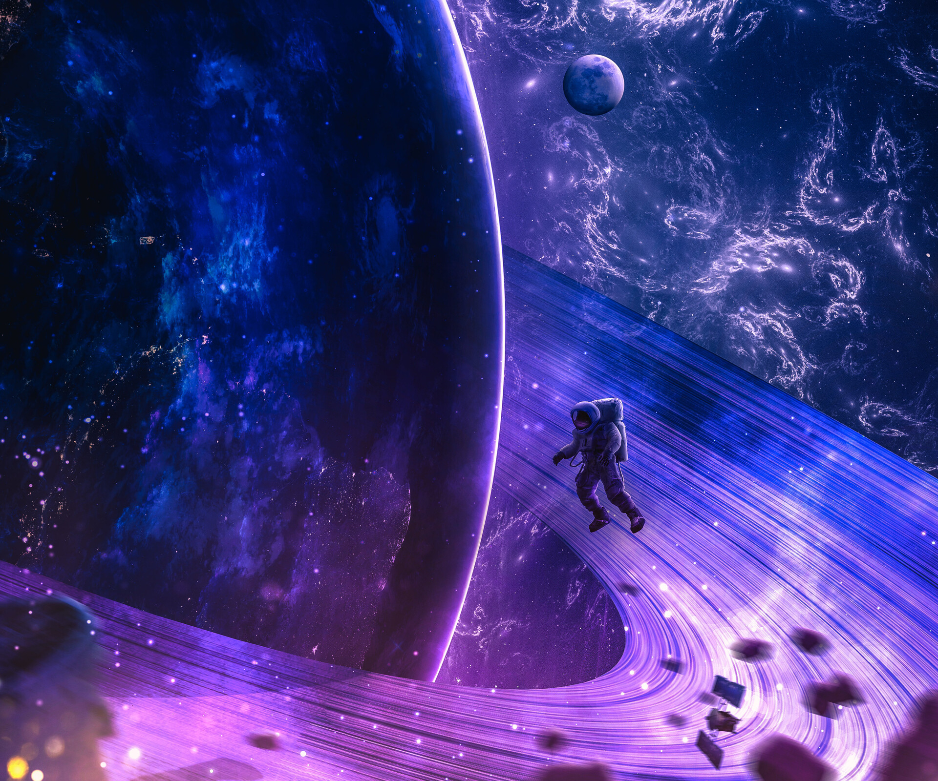 Download mobile wallpaper Space, Sci Fi, Astronaut, Planetary Ring for free.