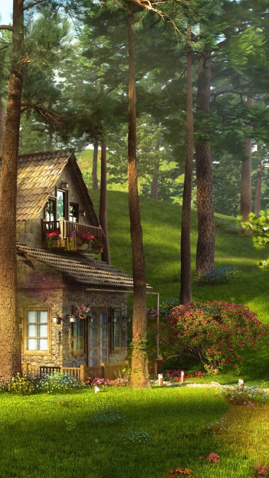 Handy-Wallpaper Wald, Baum, Haus, Menschengemacht kostenlos herunterladen.