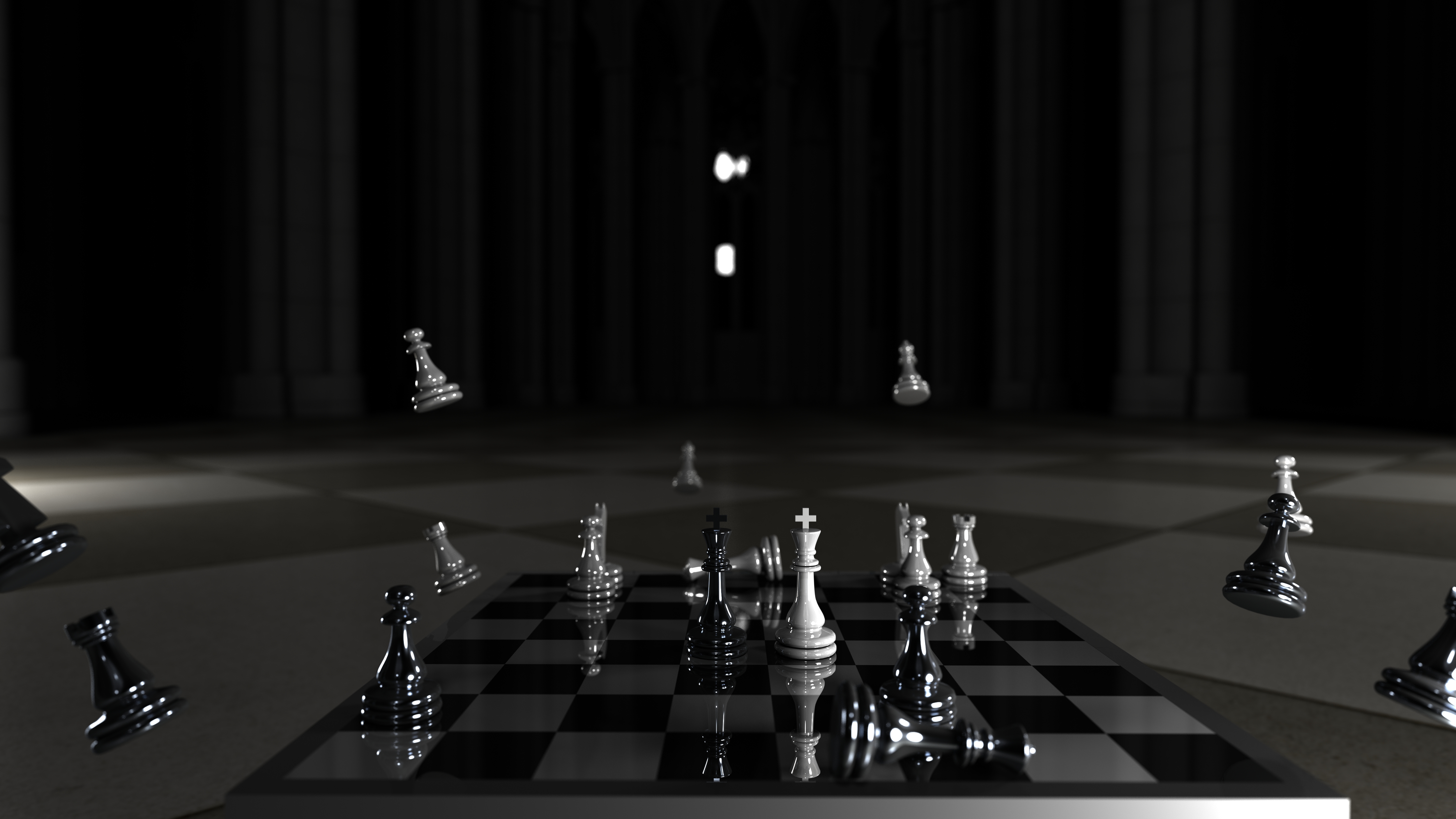 Скачать обои бесплатно Игры, Шахматы, Чёрно Белое картинка на рабочий стол ПК