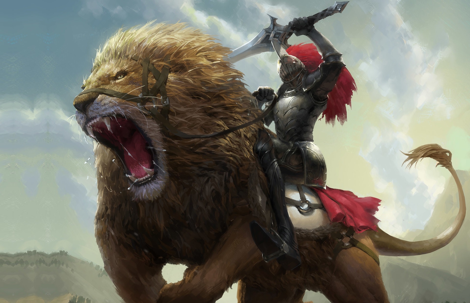 Laden Sie das Fantasie, Löwe, Krieger, Ritter, Rüstung-Bild kostenlos auf Ihren PC-Desktop herunter