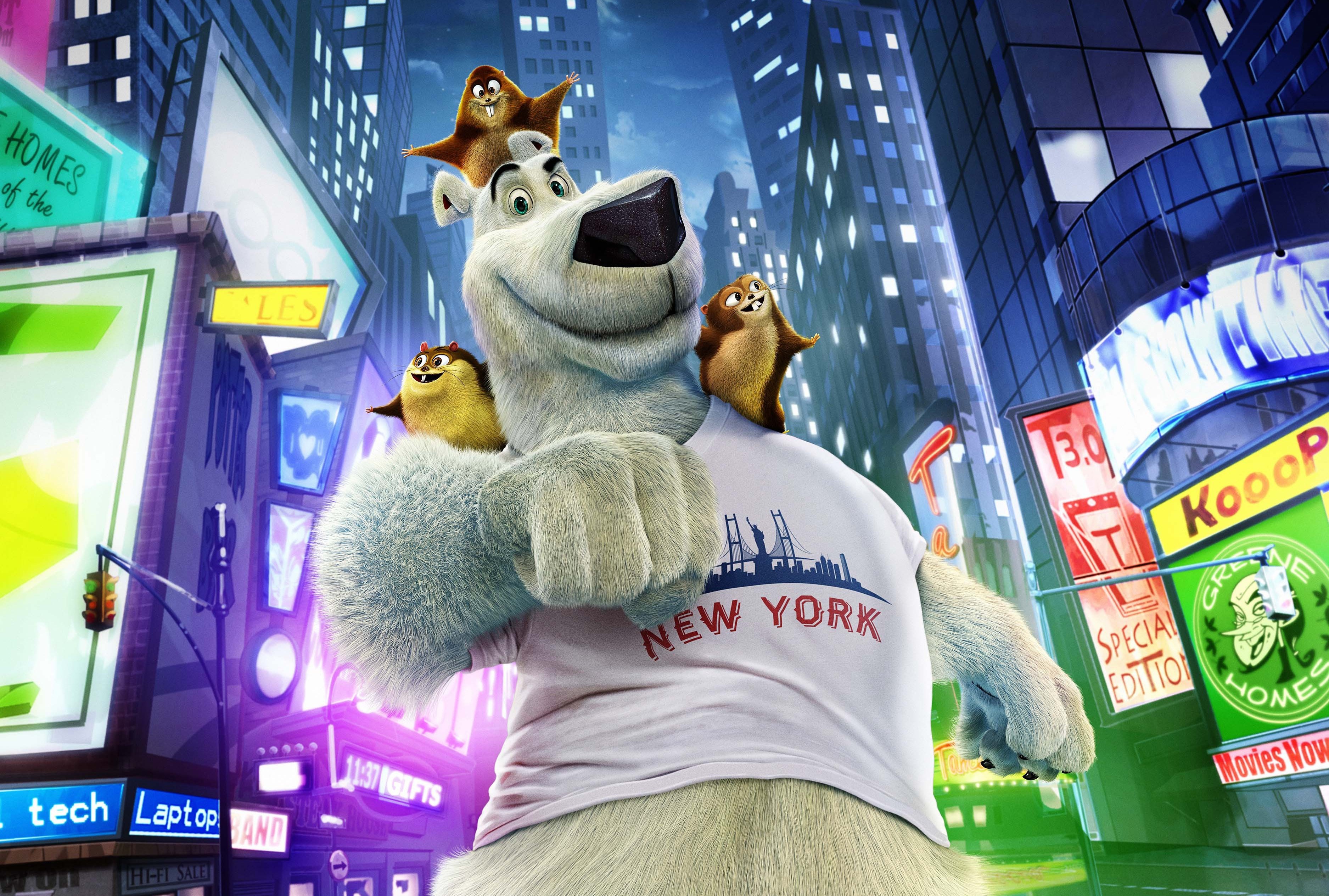 Download mobile wallpaper New York, Polar Bear, Movie, Norm Of The North for free.