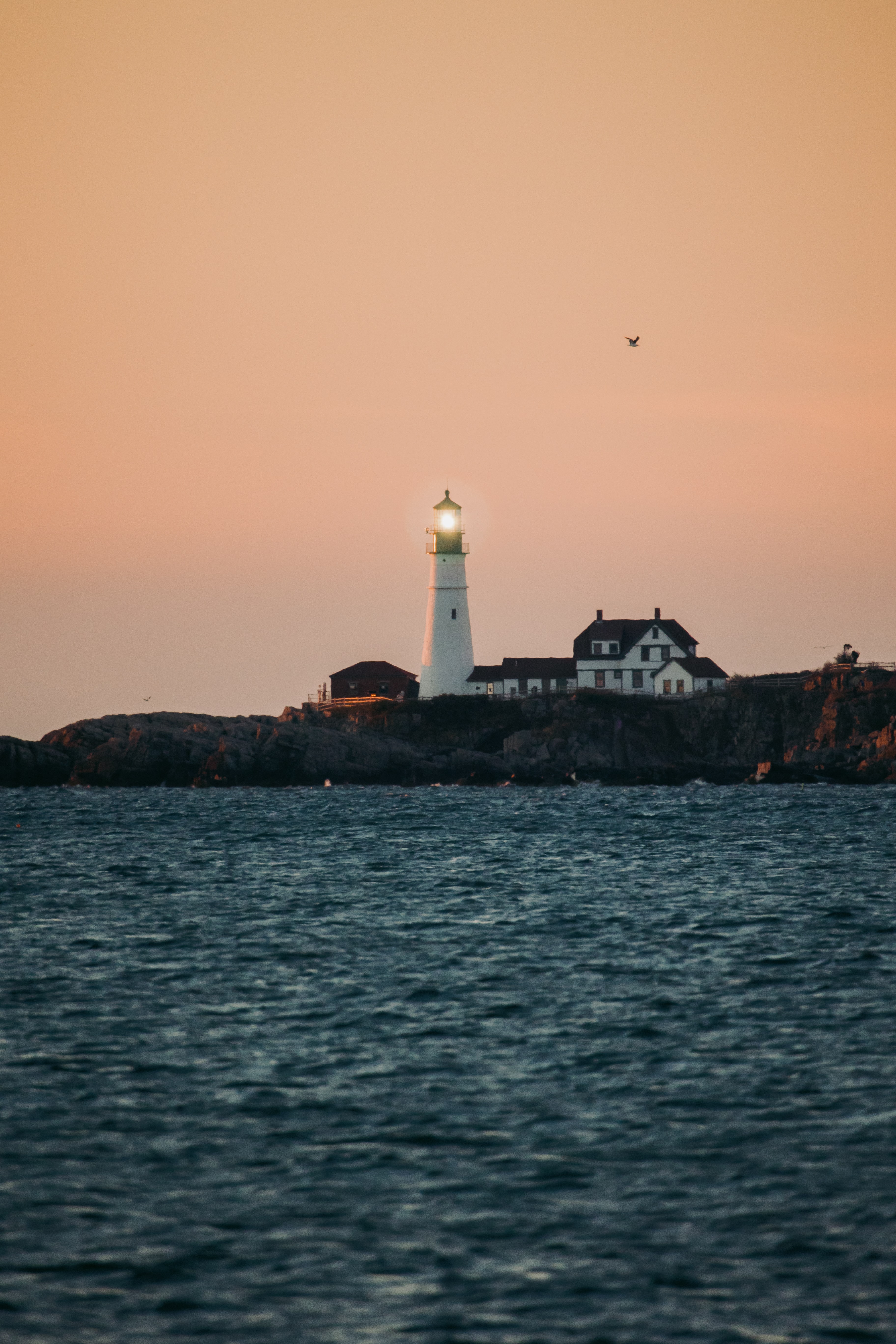 lighthouse, nature, water, building, horizon, glare iphone wallpaper