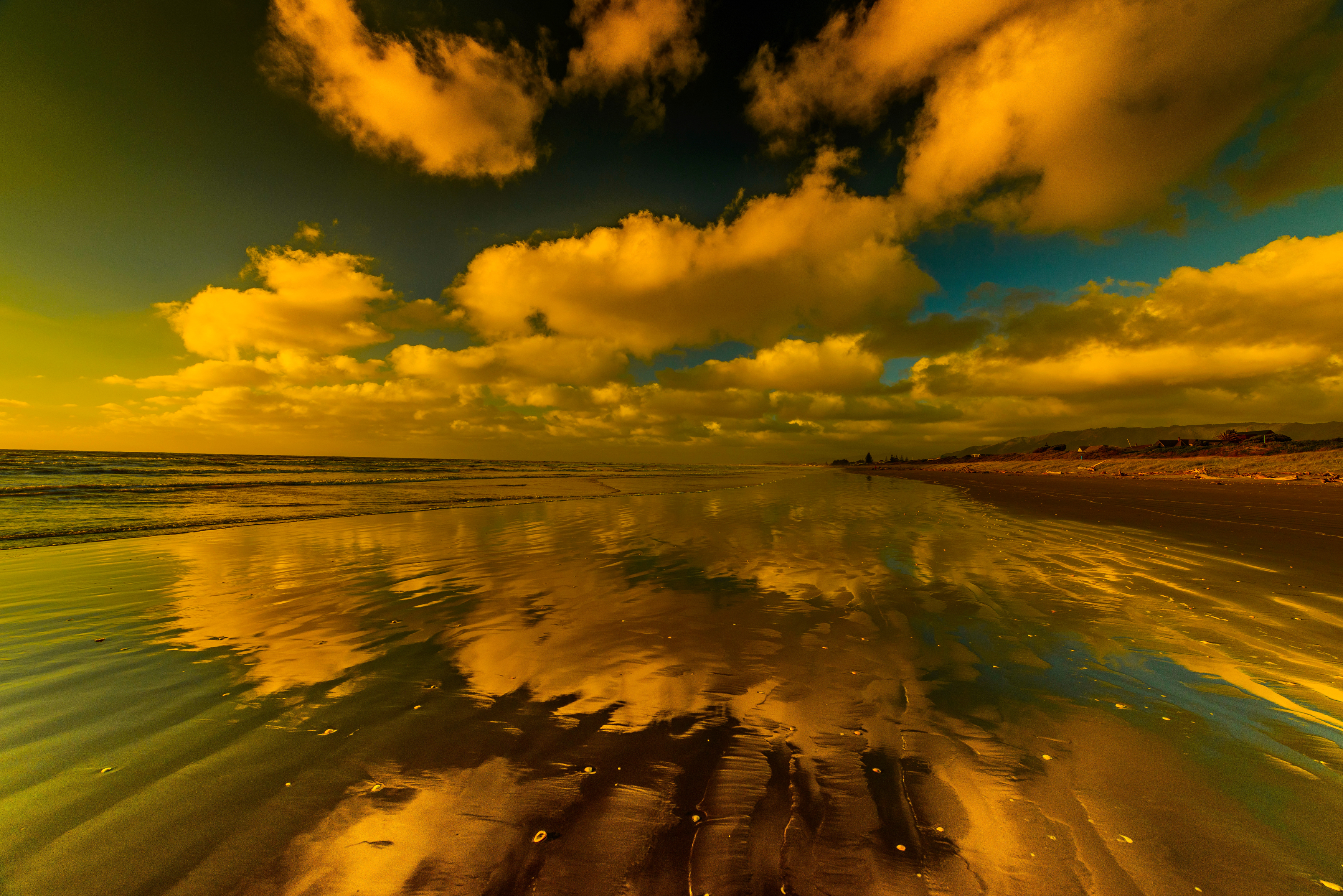 Laden Sie das Strand, Sand, Horizont, Ozean, Wolke, Meer, Sonnenuntergang, Erde/natur, Spiegelung-Bild kostenlos auf Ihren PC-Desktop herunter