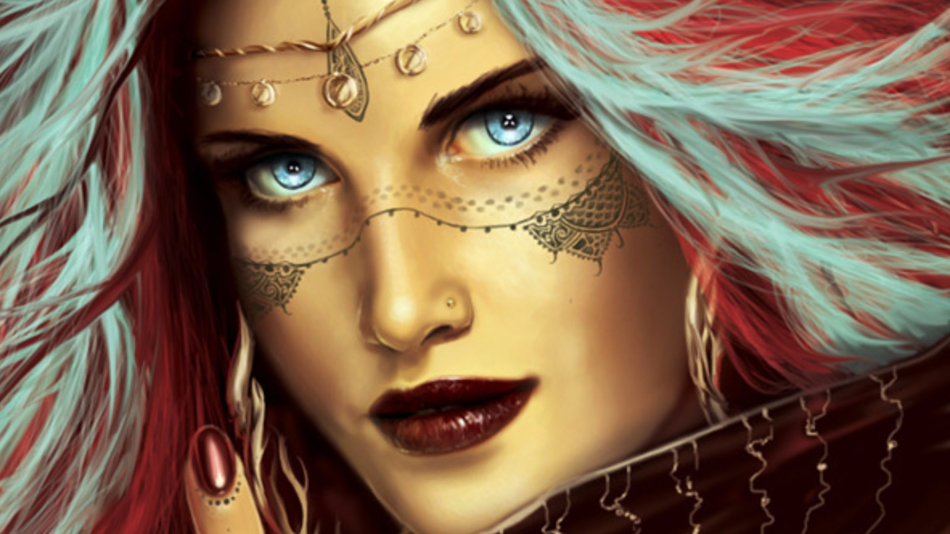 Free download wallpaper Fantasy, Close Up, Face, Women, Blue Eyes, White Hair on your PC desktop