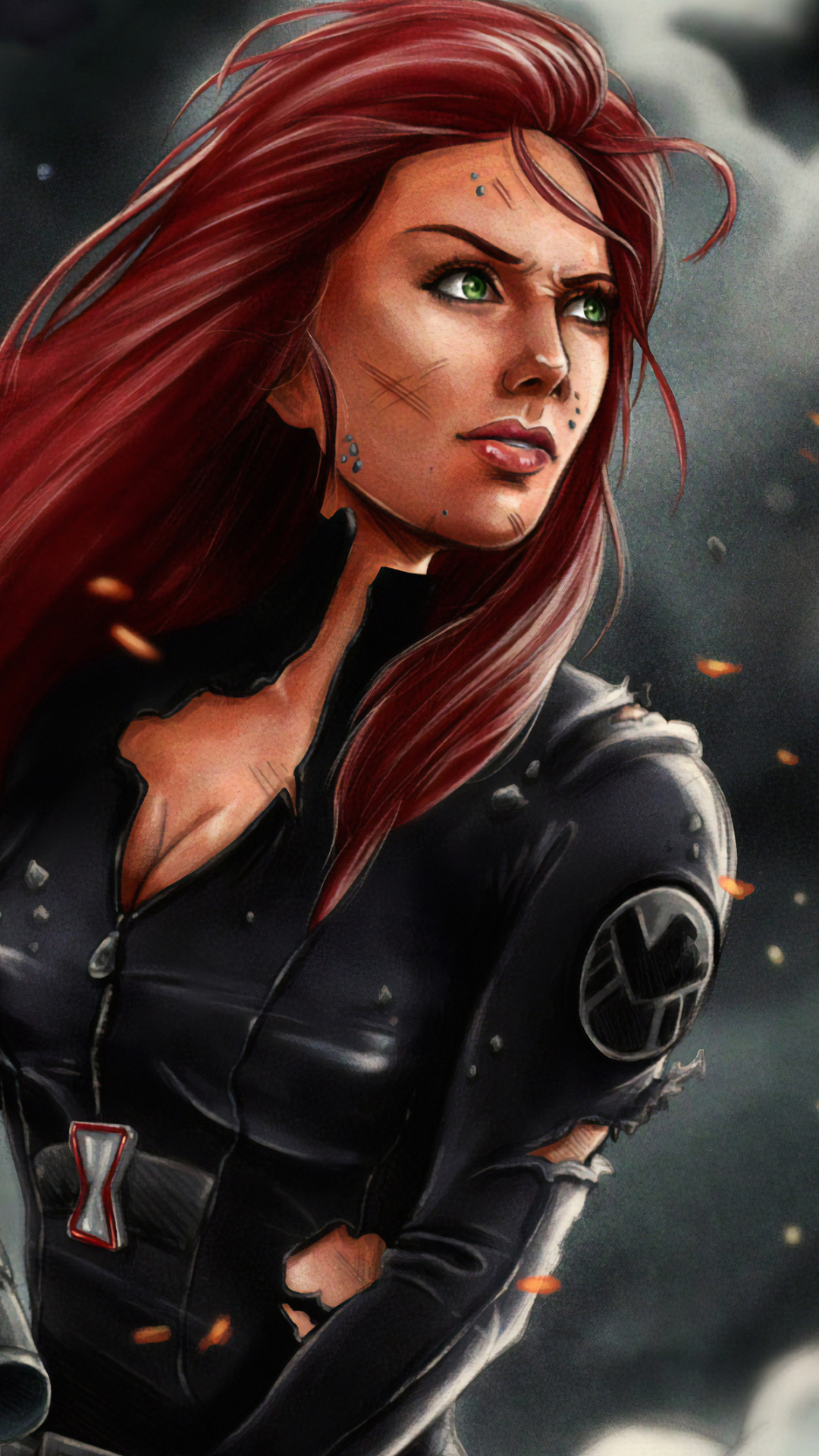 Download mobile wallpaper Green Eyes, Comics, Red Hair, Woman Warrior, Black Widow for free.