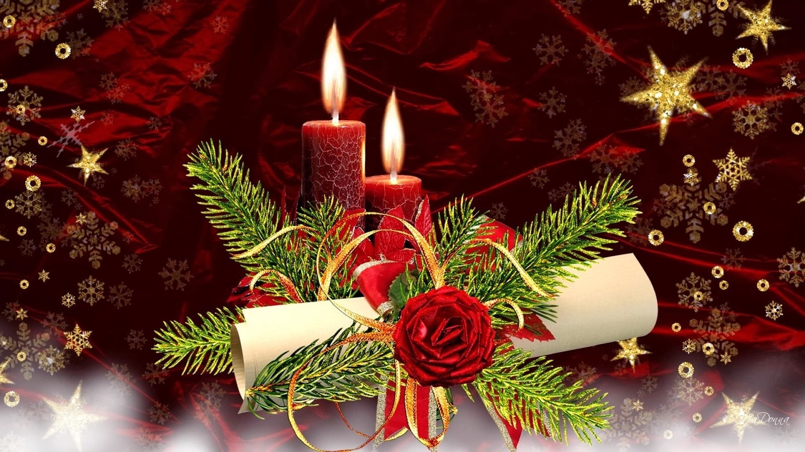 Download mobile wallpaper Stars, Flower, Christmas, Holiday, Decoration, Candle for free.