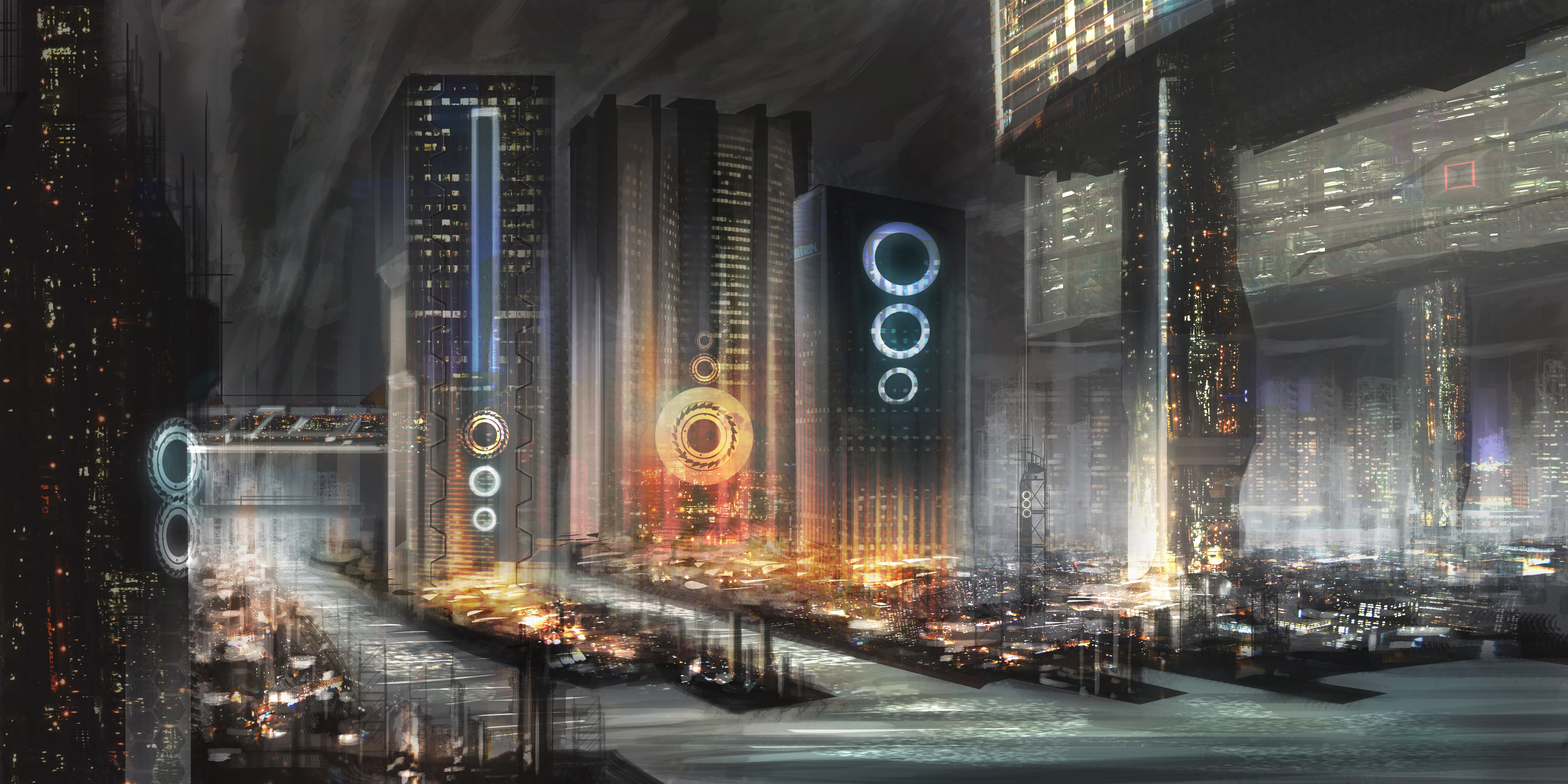 PCデスクトップに街, 超高層ビル, 建物, Sf, 未来都市画像を無料でダウンロード