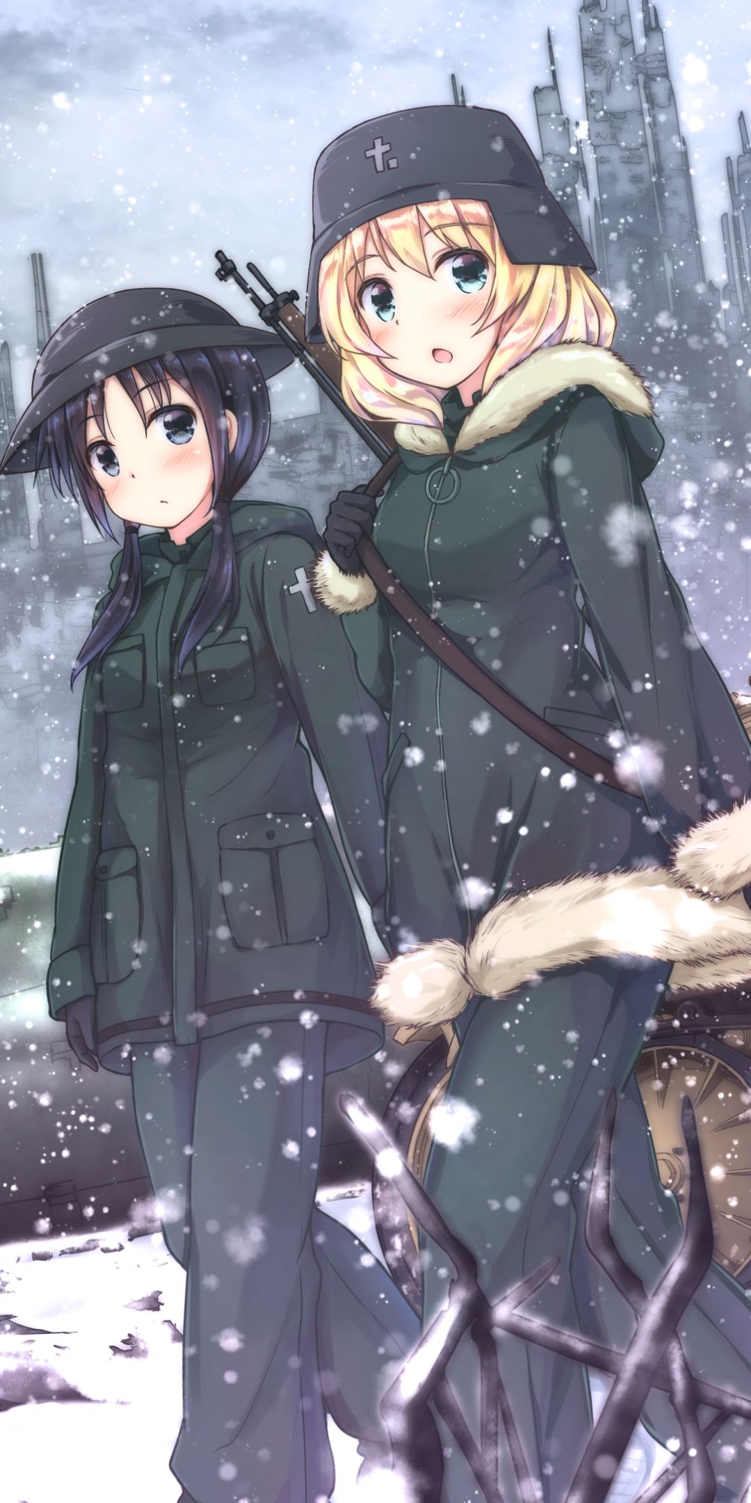 Baixar papel de parede para celular de Anime, Inverno, Neve, Militares, Militar, Chito (Última Turnê Das Meninas), Yuuri (Última Turnê Das Garotas), Shoujo Shuumatsu Ryokou gratuito.