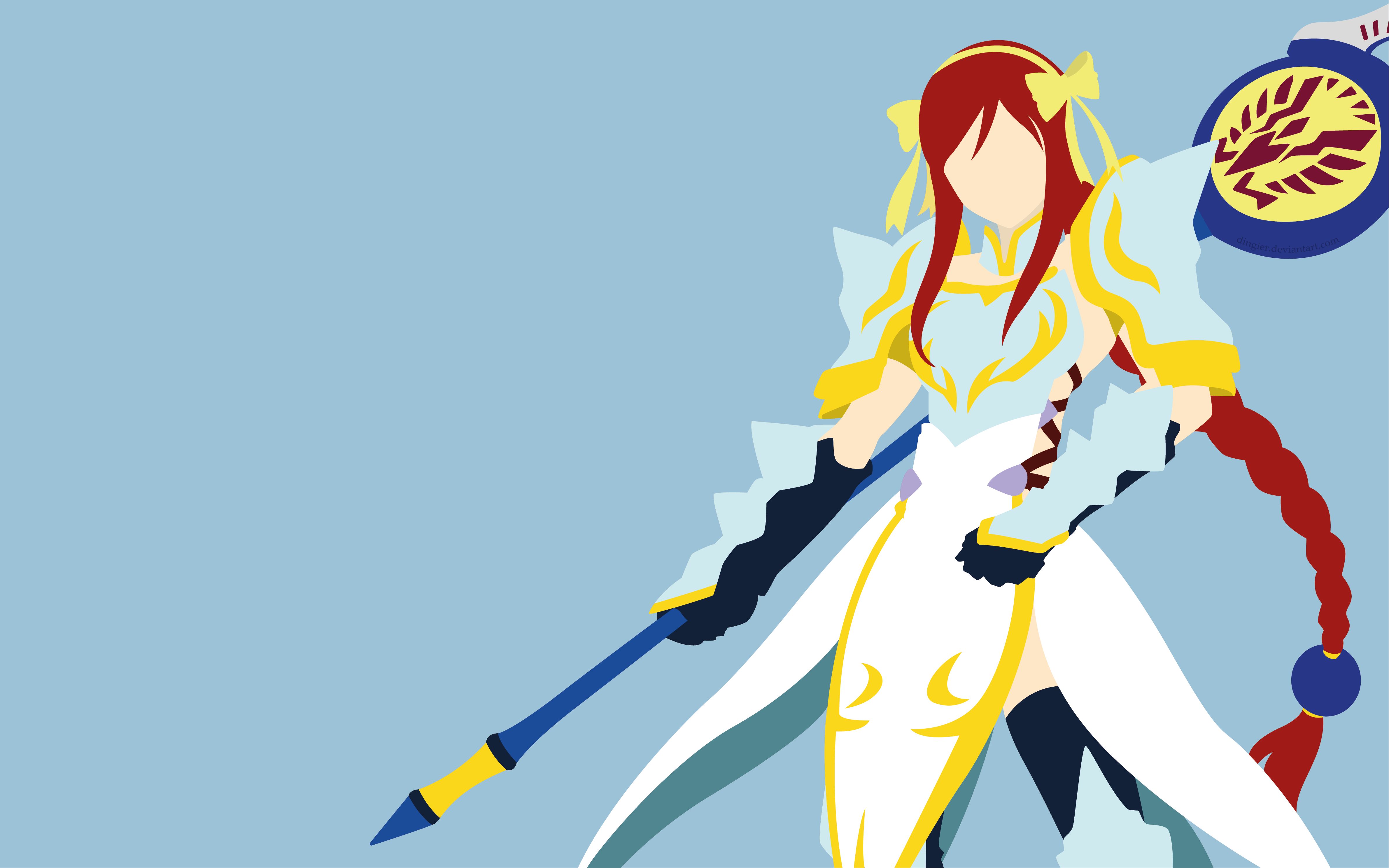 Download mobile wallpaper Anime, Braid, Long Hair, Minimalist, Red Hair, Fairy Tail, Erza Scarlet for free.