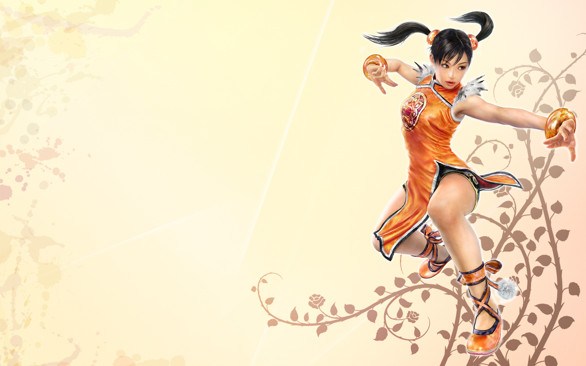 181887 Hintergrundbild herunterladen computerspiele, tekken, armband, kleid, ling xiaoyu, orangefarbenes kleid, twintails - Bildschirmschoner und Bilder kostenlos