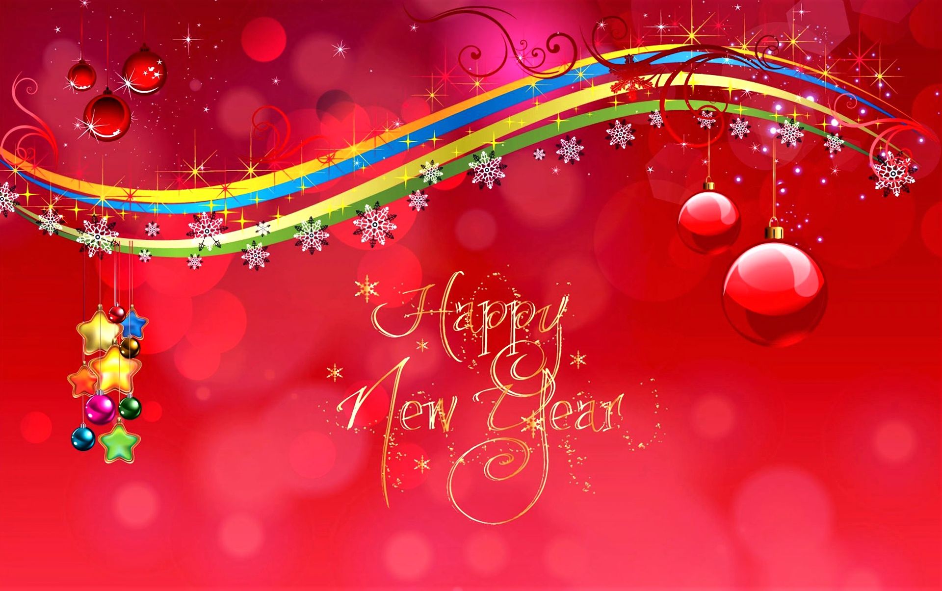 Download mobile wallpaper New Year, Holiday, Colorful, Snowflake, Christmas Ornaments for free.