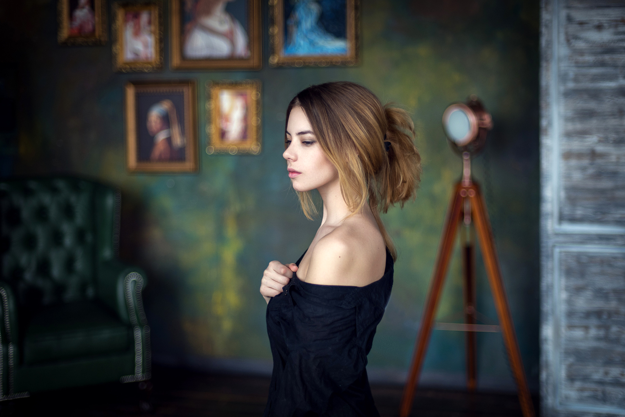 women, model, interior, portrait