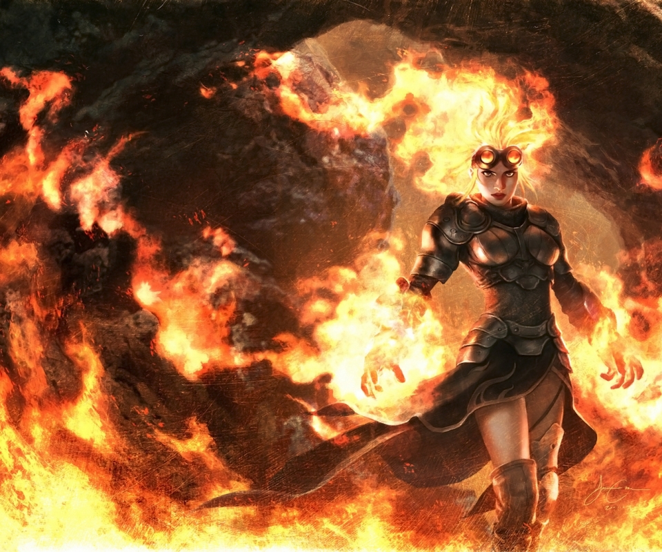 Download mobile wallpaper Fantasy, Fire, Flame, Armor, Magic: The Gathering, Goggles for free.