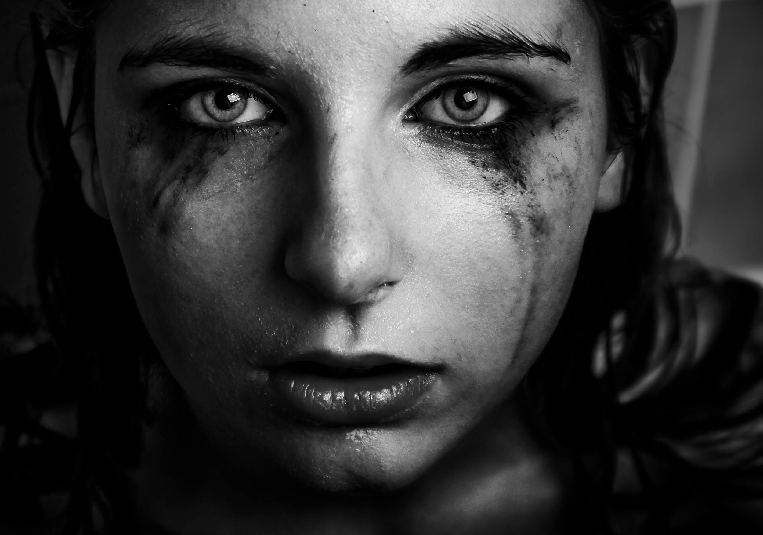 Download mobile wallpaper Face, Women, Tears, Black & White for free.