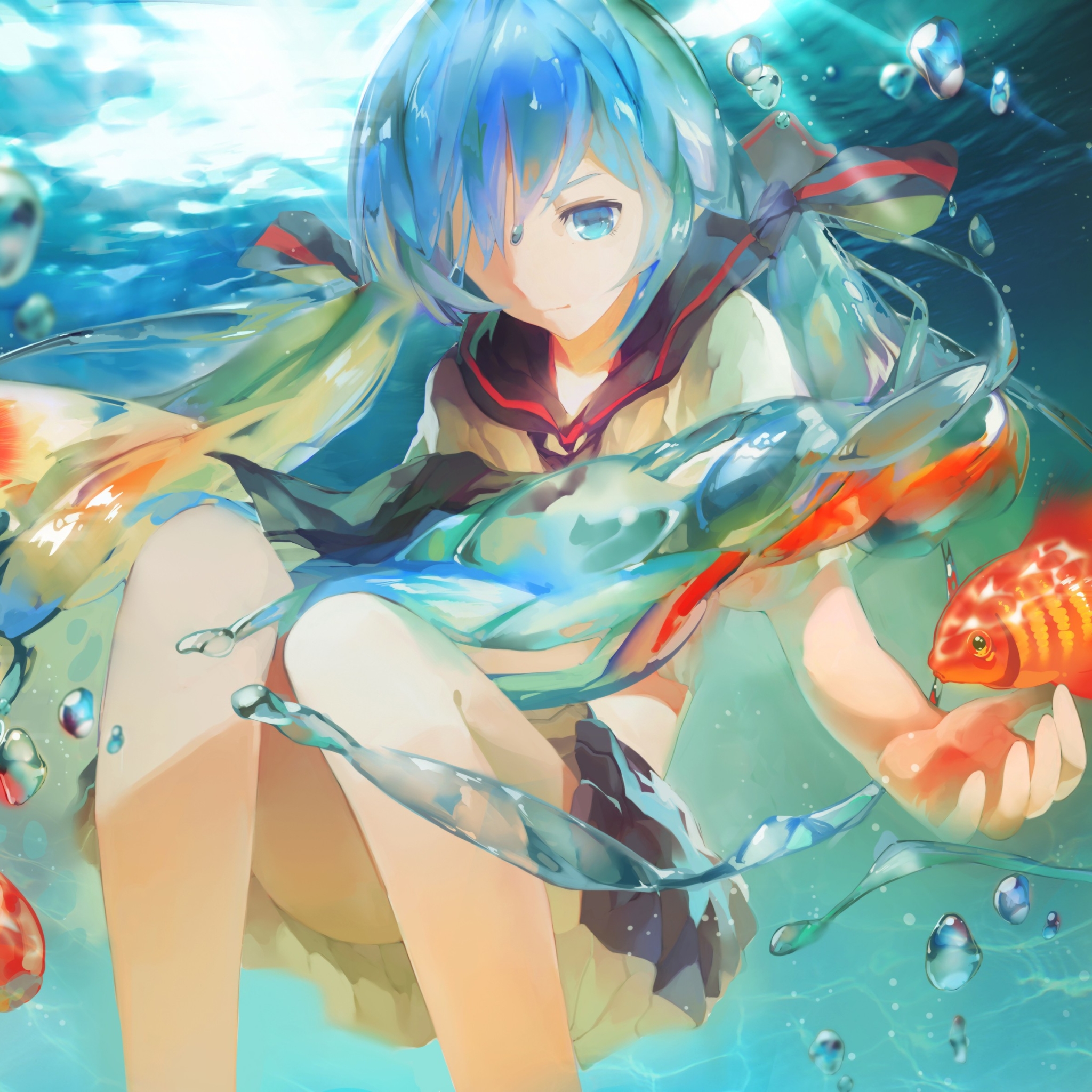 Handy-Wallpaper Wasser, Vocaloid, Hatsune Miku, Animes kostenlos herunterladen.