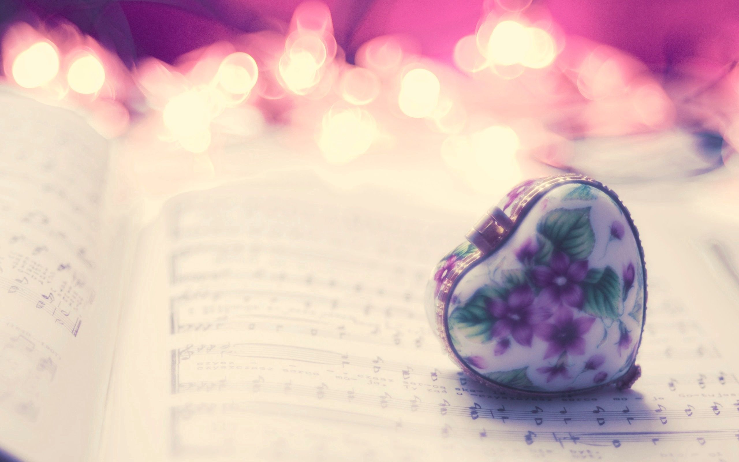 music, love, glare, surface, heart, paper, notes, souvenir