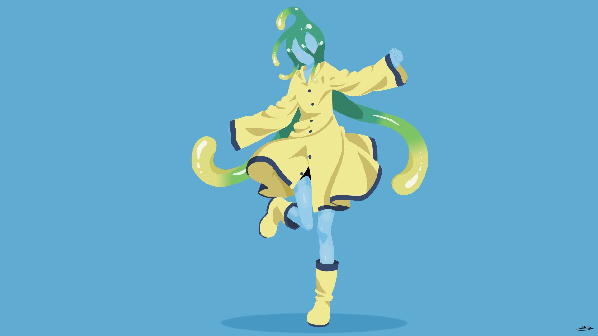 anime, monster musume, boots, everyday life with monster girls, green hair, minimalist, suu (monster musume)