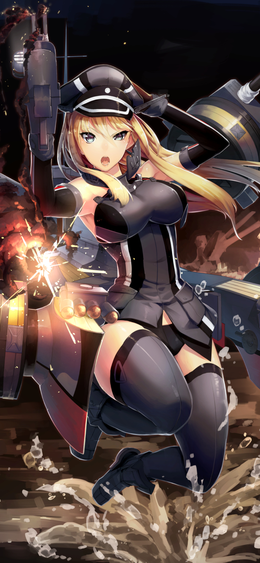 Download mobile wallpaper Anime, Thigh Highs, Kantai Collection, Bismarck (Kancolle) for free.