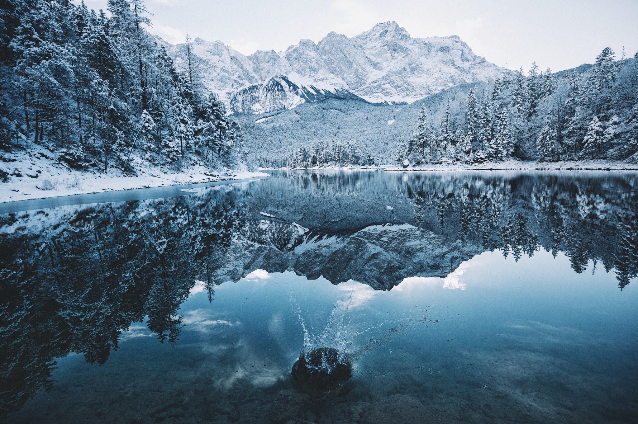 Download mobile wallpaper Winter, Nature, Mountain, Lake, Reflection, Earth for free.