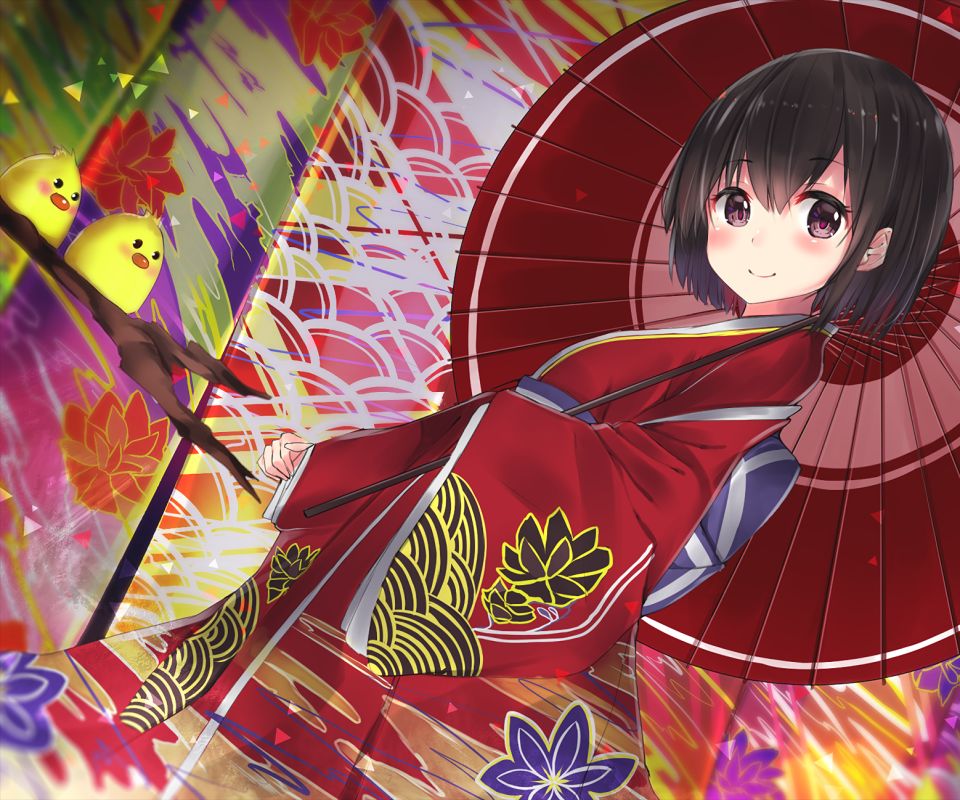Free download wallpaper Anime, Bird, Umbrella, Original on your PC desktop