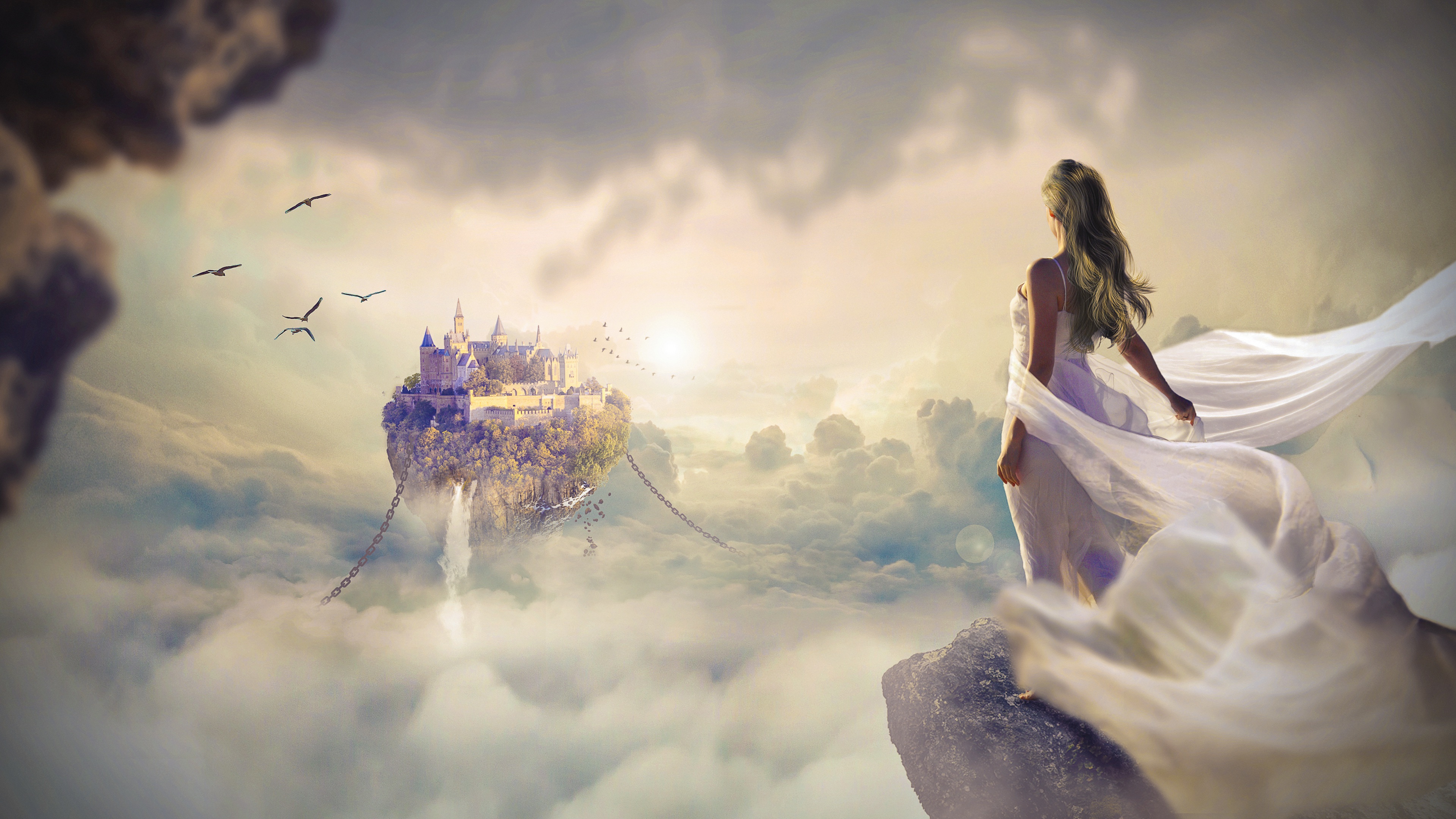 Free download wallpaper Fantasy, Cloud, Women on your PC desktop