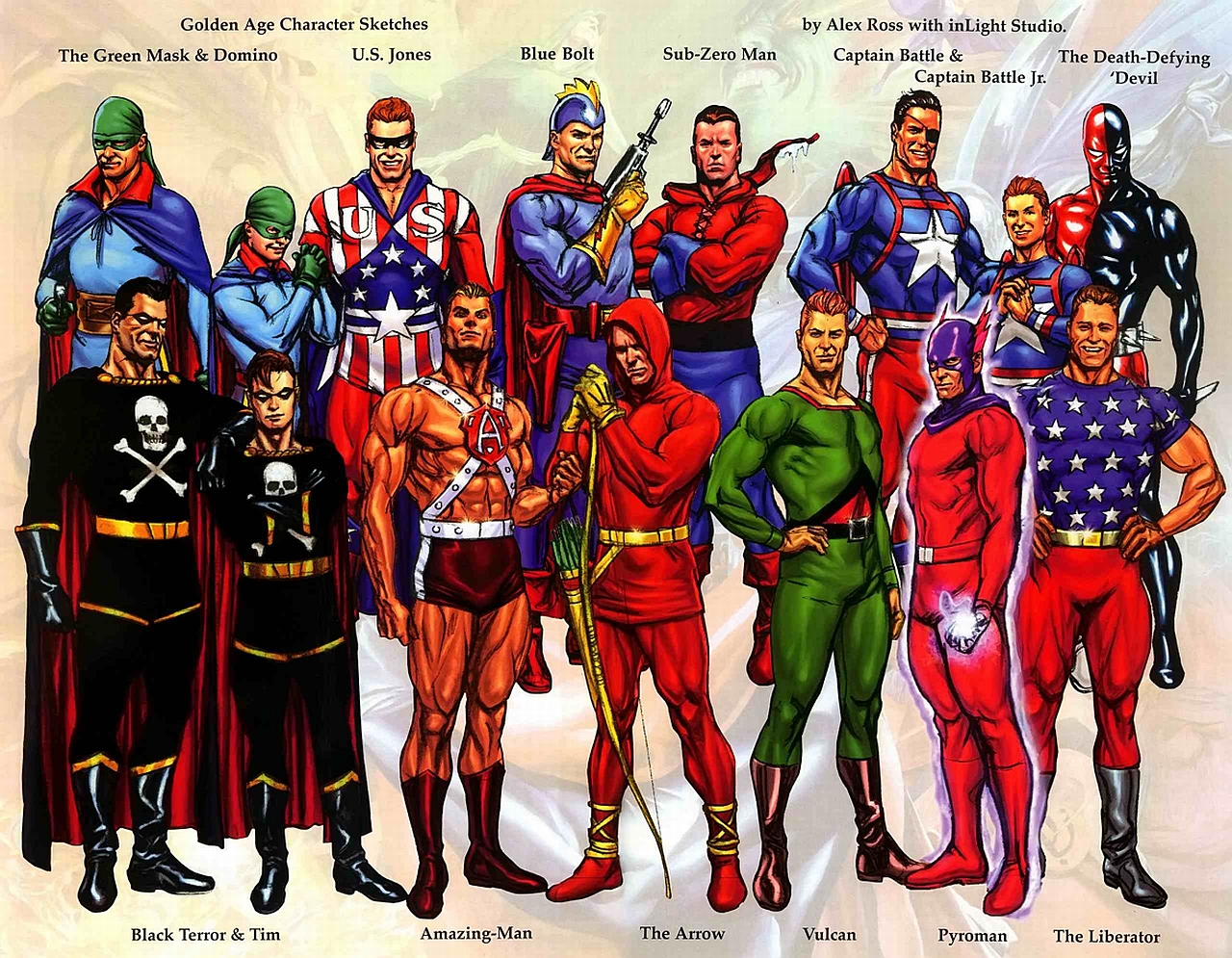 1448759 завантажити шпалери комікси, золотий вік, дивовижна людина, чорний терор, блакитна стріла (комікси), captain battle jr, капітан бій, смертельний диявол, доміно (комікси marvel), зелена маска (комікси), піроман (комікси), sub zero man, стріла (комікси), сша джонс, вулкан (комікси) - заставки і картинки безкоштовно
