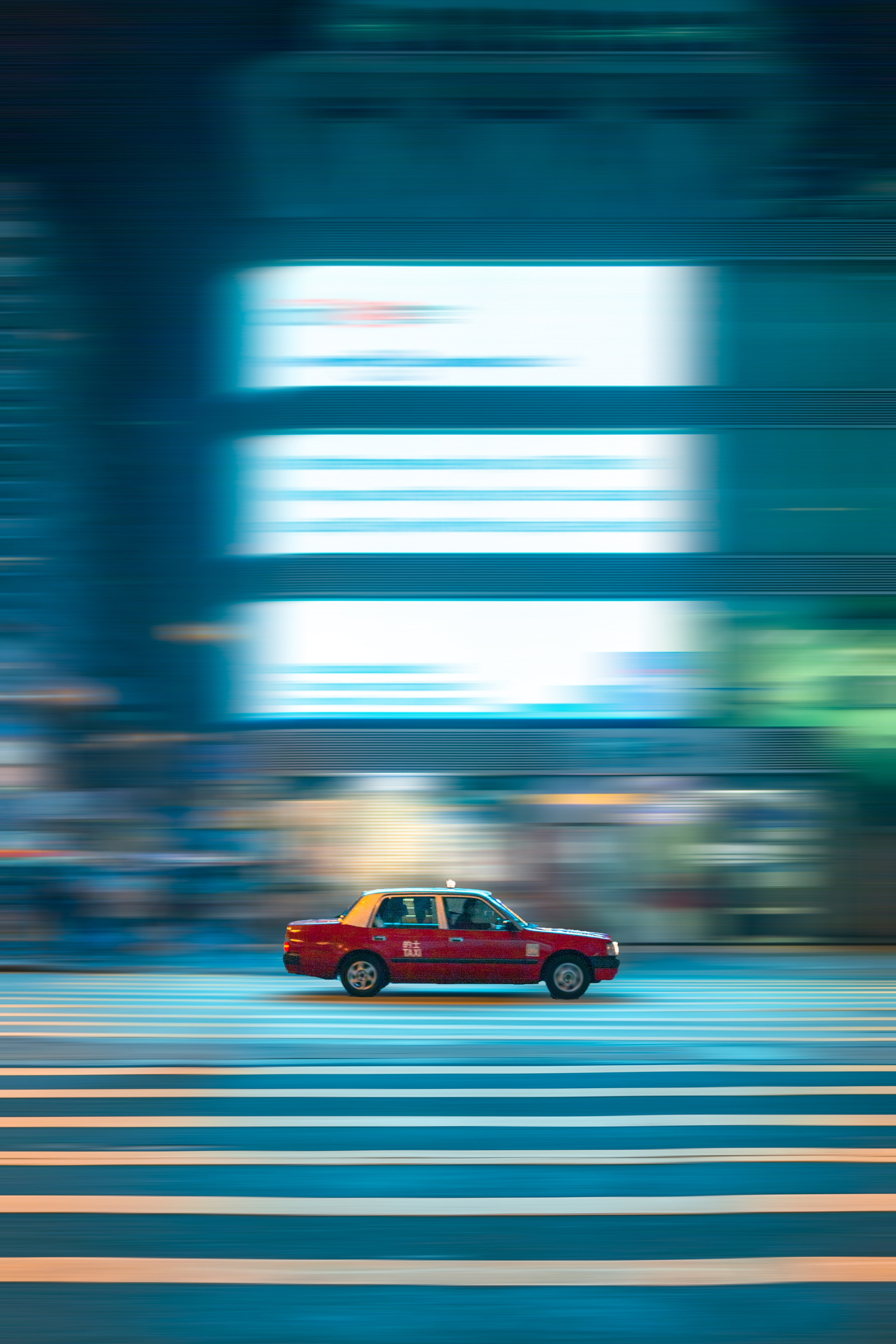 blur, taxi, cars, shine, light, car, smooth, street mobile wallpaper