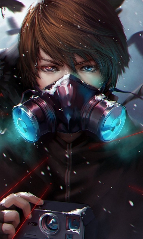 Download mobile wallpaper Anime, Gas Mask, Crow, Boy for free.