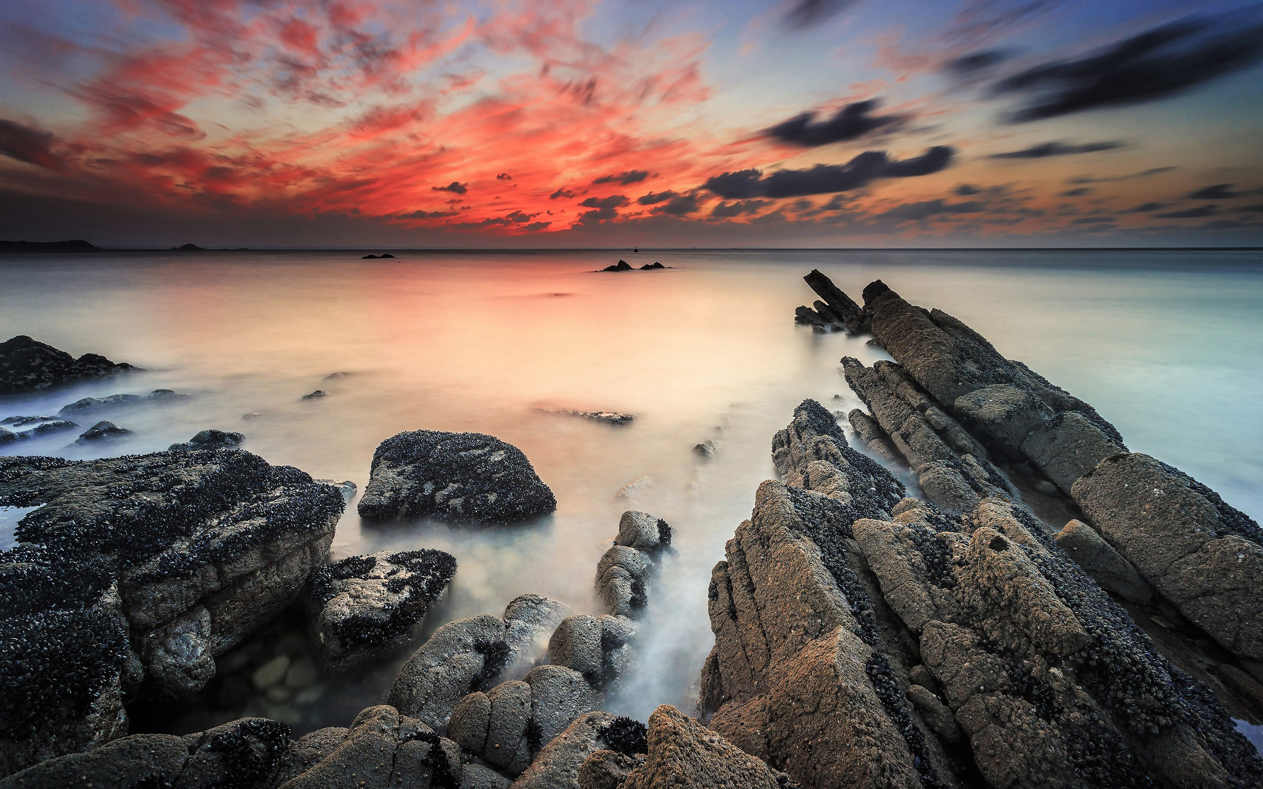 Free download wallpaper Sunset, Sea, Ocean, Earth, Orange (Color) on your PC desktop