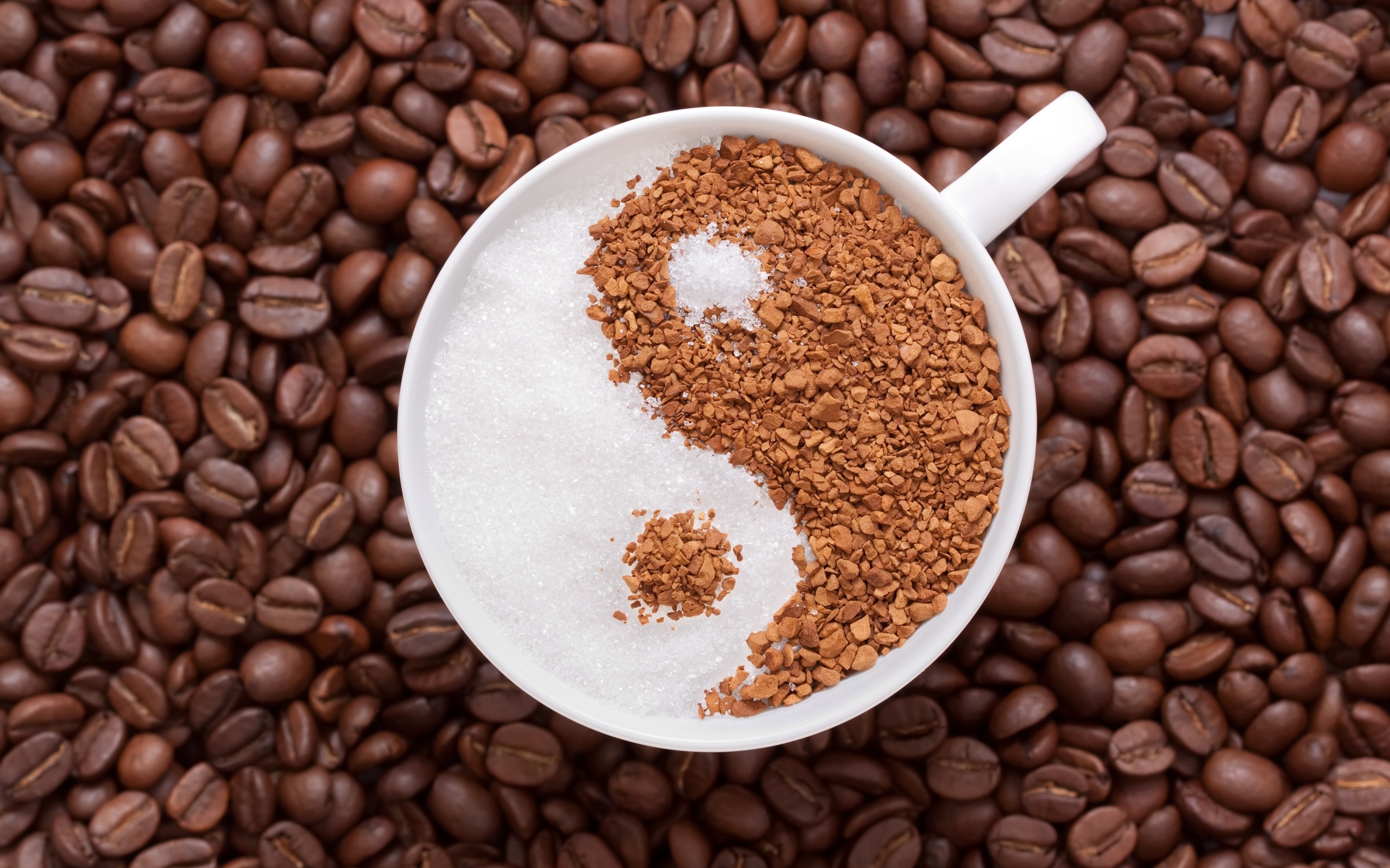 food, coffee, coffee beans, yin & yang HD wallpaper