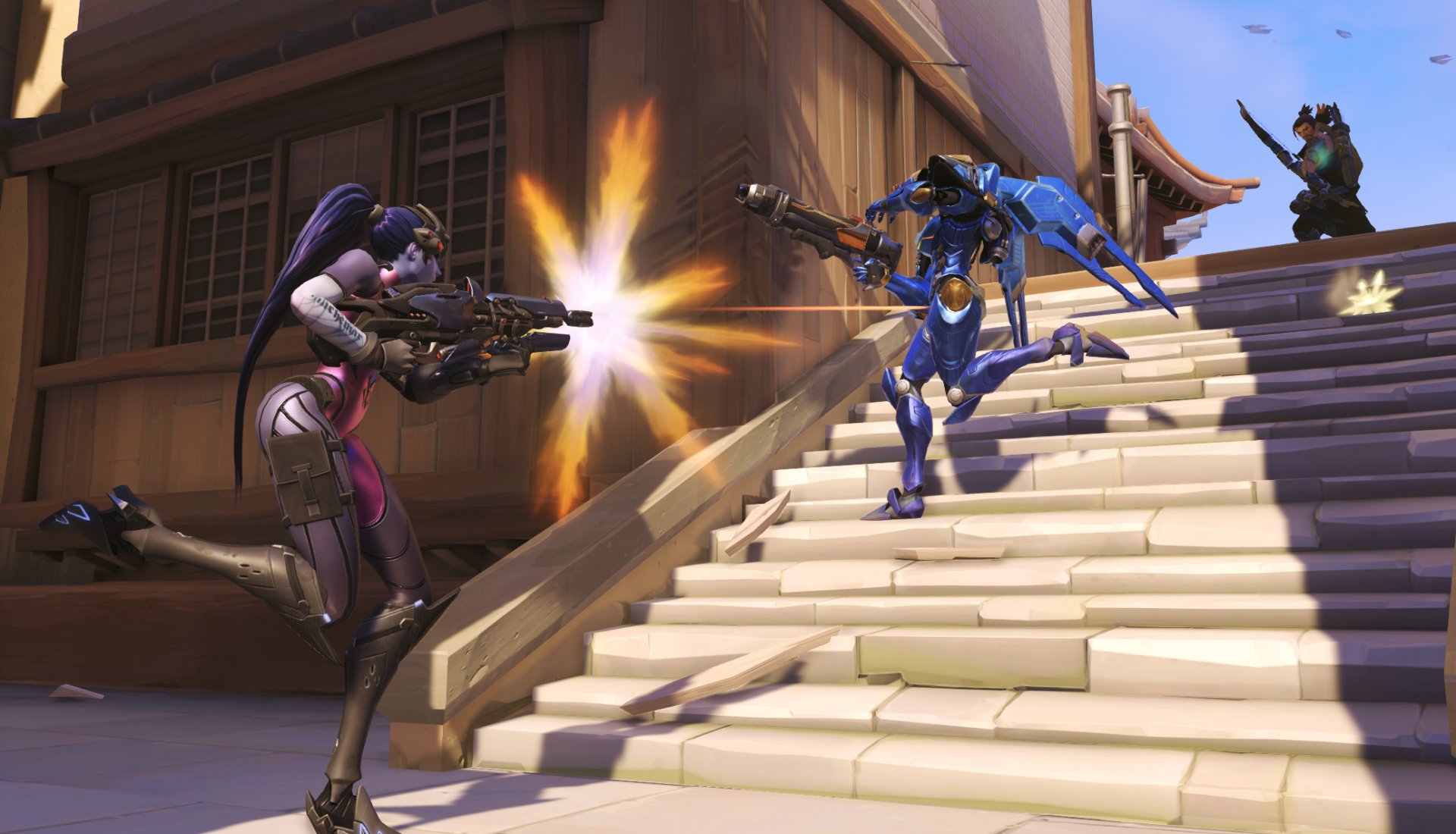 Download mobile wallpaper Overwatch, Video Game, Hanzo (Overwatch), Pharah (Overwatch), Widowmaker (Overwatch) for free.