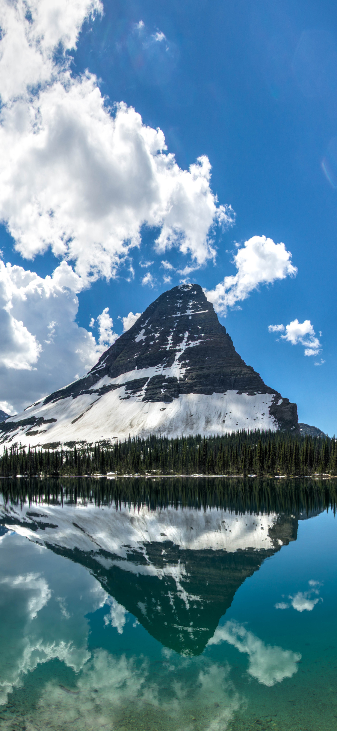 Download mobile wallpaper Landscape, Nature, Mountain, Lake, Reflection, Earth, Panorama, National Park, Montana, Glacier National Park for free.