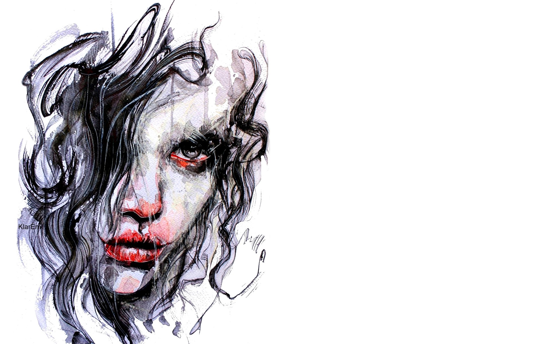 women, artistic, colors, gothic, style, watercolor