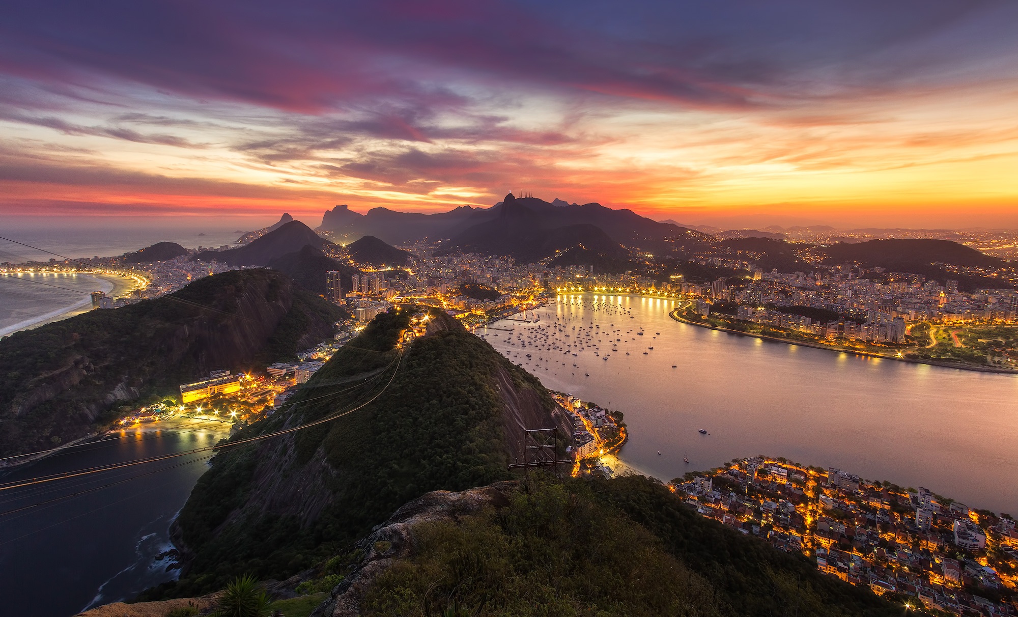 Handy-Wallpaper Städte, Abend, Stadtbild, Rio De Janeiro, Brasilien, Sonnenuntergang, Menschengemacht kostenlos herunterladen.
