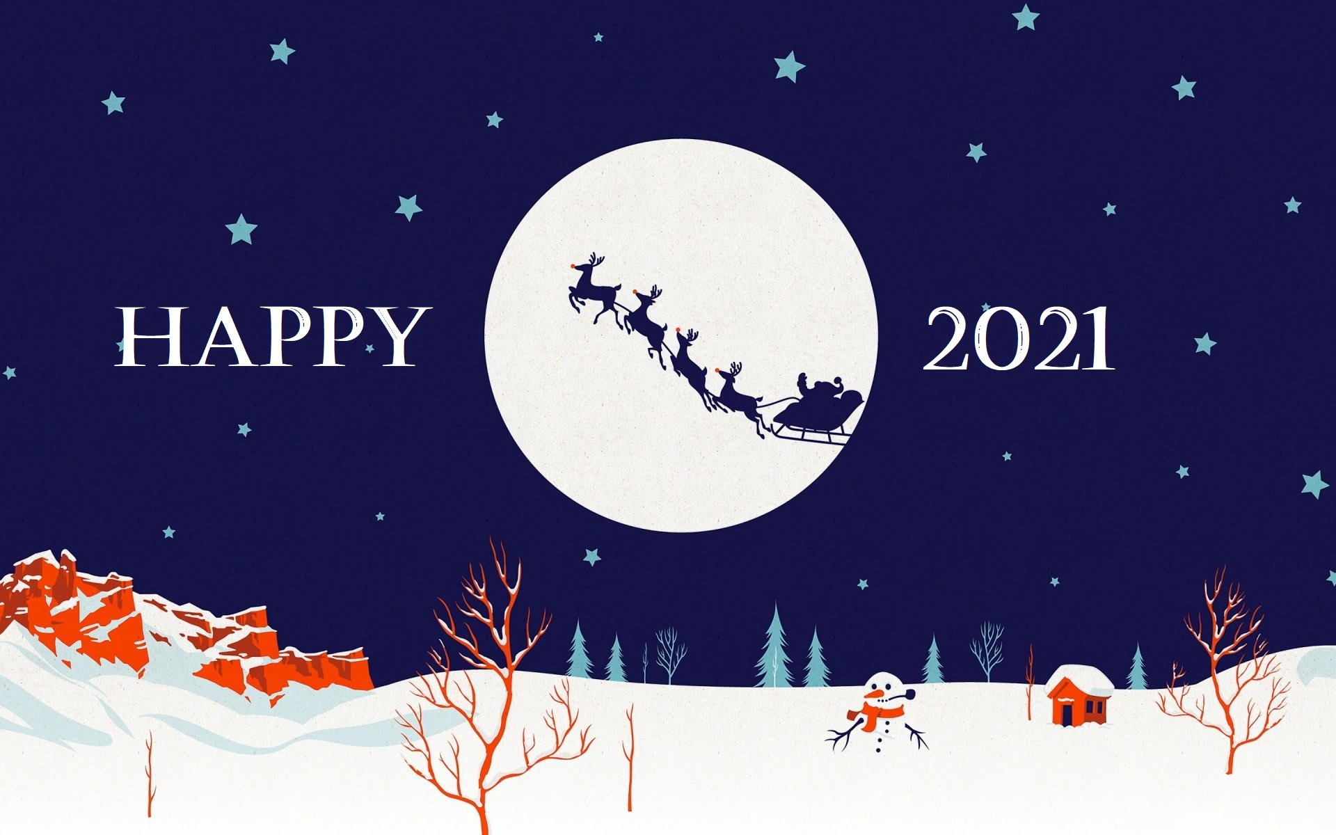 Download mobile wallpaper Holiday, Sled, Santa, New Year 2021 for free.